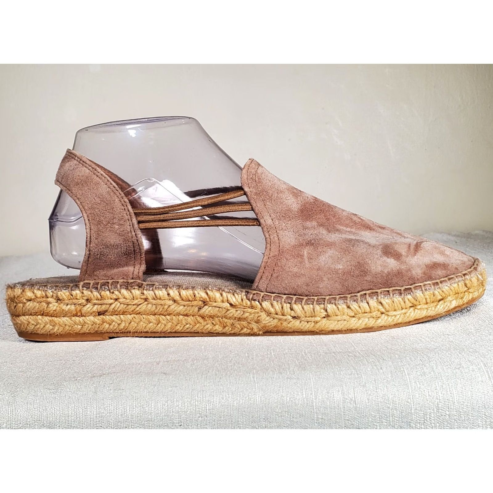 Vintage Toni Pons NURIA Espadrilles Taupe Suede Low Wedge Elastic Straps Women's US 11.5 EU 42 Shoes Size US 12 / IT 42 - 3 Thumbnail