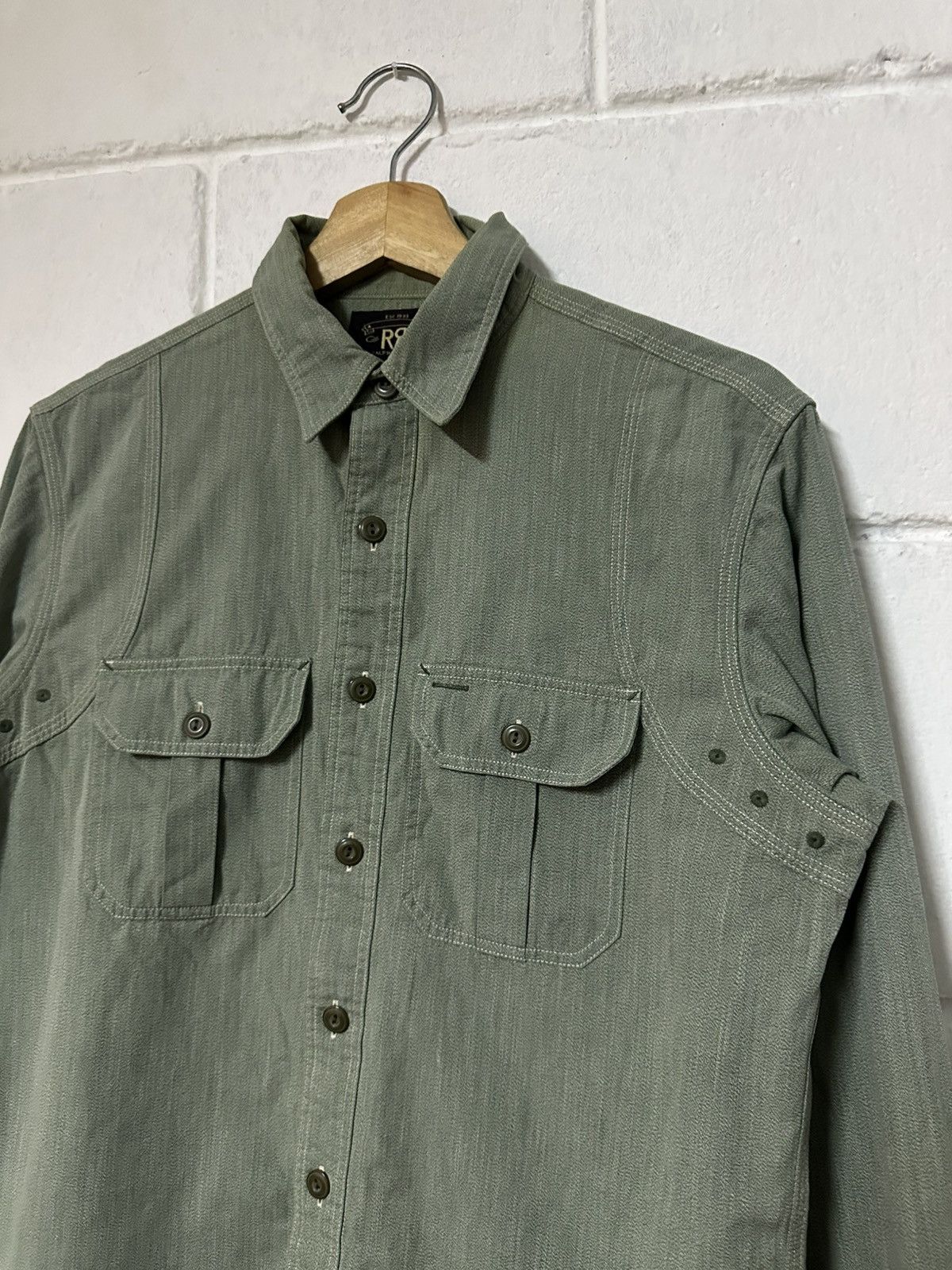 Polo Ralph Lauren RRL Curtis Japanese Herringbone Military Twill Button Shirt Size US M / EU 48-50 / 2 - 17 Thumbnail