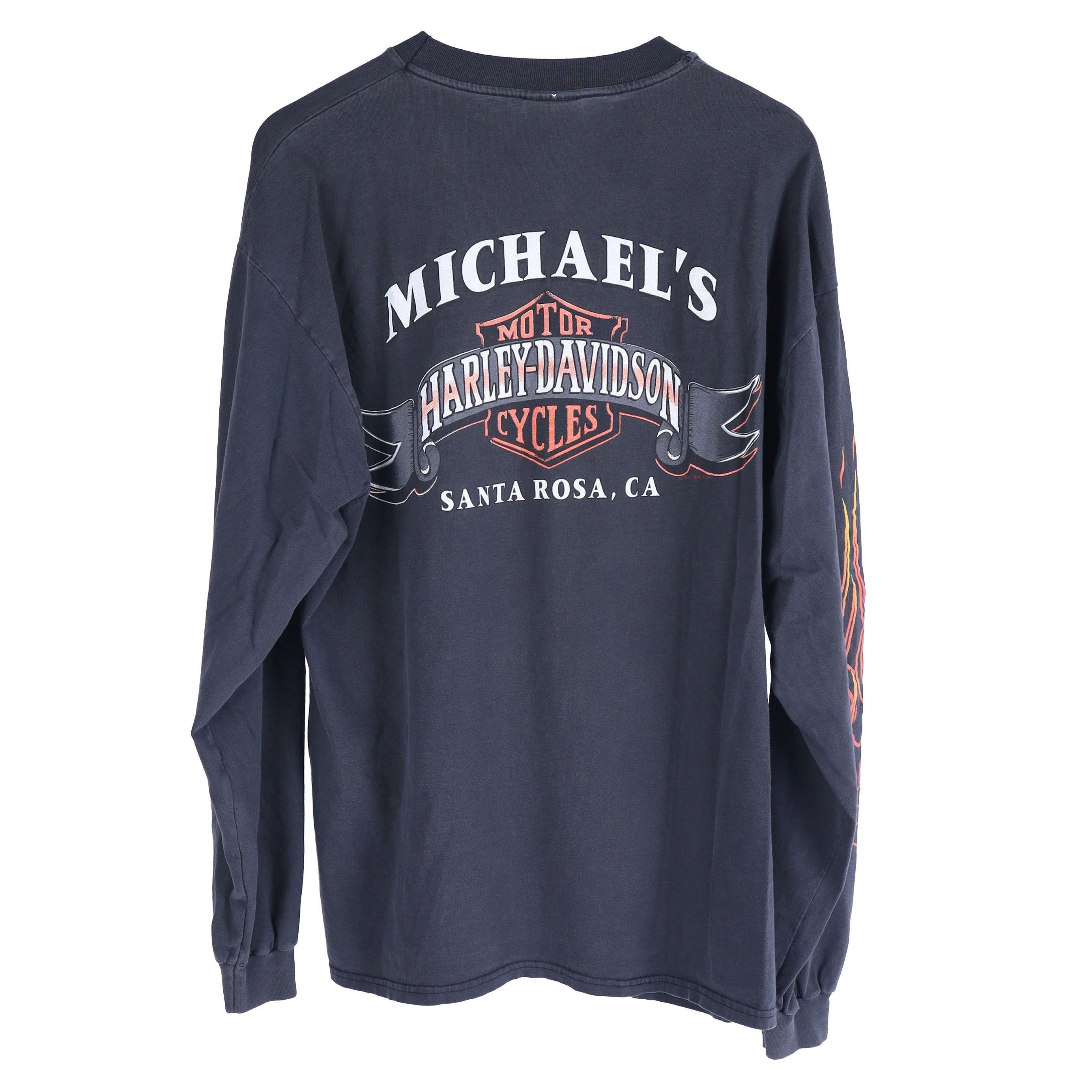 Vintage VINTAGE HARLEY DAVIDSON EMBLEM FLAME LONG SLEEVE T-SHIRT Size US XL / EU 56 / 4 - 2 Thumbnail