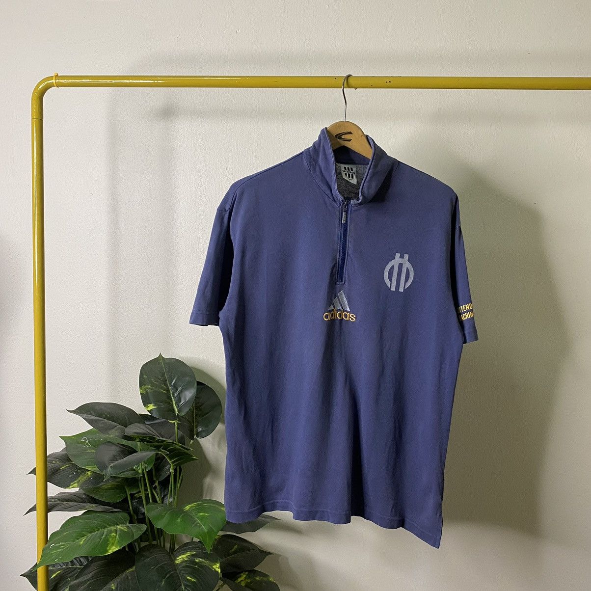 Adidas × Vintage Vintage 1990s Adidas Center Embroidery Logo Half Zipper Tee Size US L / EU 52-54 / 3 - 1 Thumbnail
