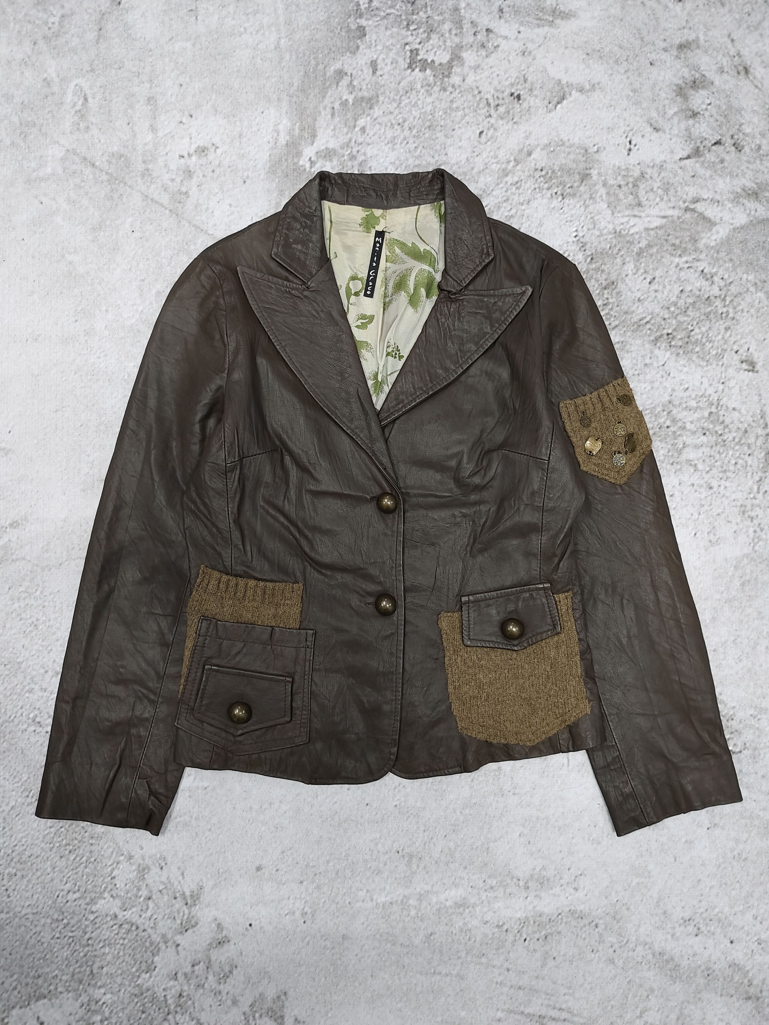 Seditionaries 90s Manila Grace- Coin Patch Wool Vera Pelle Leather Jacket Size M / US 6-8 / IT 42-44 - 5 Thumbnail