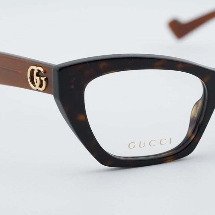 Gucci Gucci GG1334O 005 Eyeglasses Havana 52mm Cat Eye Frame Size ONE SIZE - 6 Thumbnail