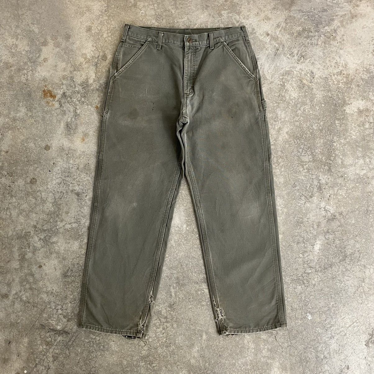 Carhartt VTG Carhartt Blanket Lined Moss Green Carpenter Pants Size US 33 - 4 Thumbnail