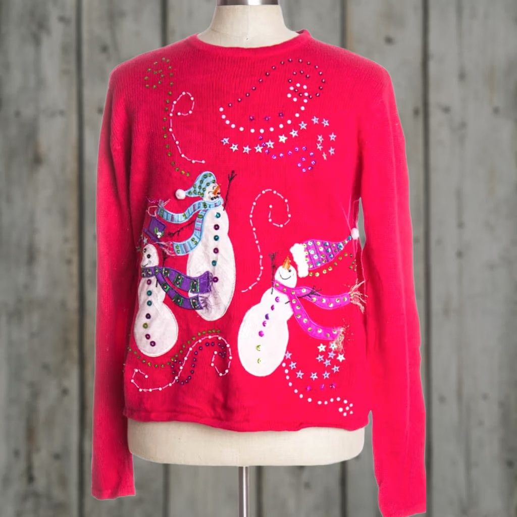 Vintage VINTAGE Kim Rogers Red Ugly Christmas Cardigan Cardigan XL Adults Red 44” Bust Snowmen 1954 Ragstock Size XL / US 12-14 / IT 48-50 - 1 Preview