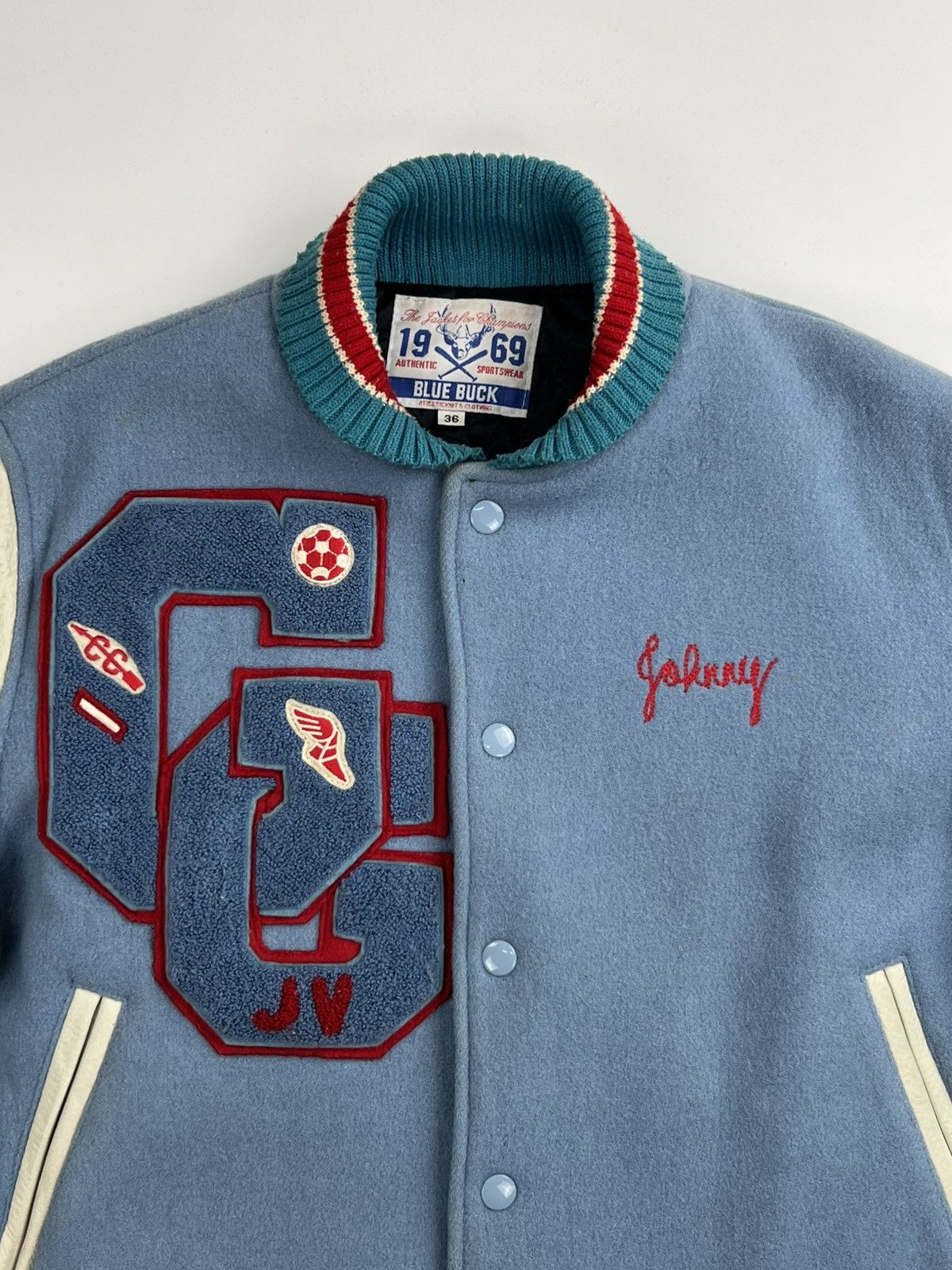 Japanese Brand VINTAGE BLUE BUCK VARSITY JACKET Size US XXS / EU 40 - 7 Thumbnail