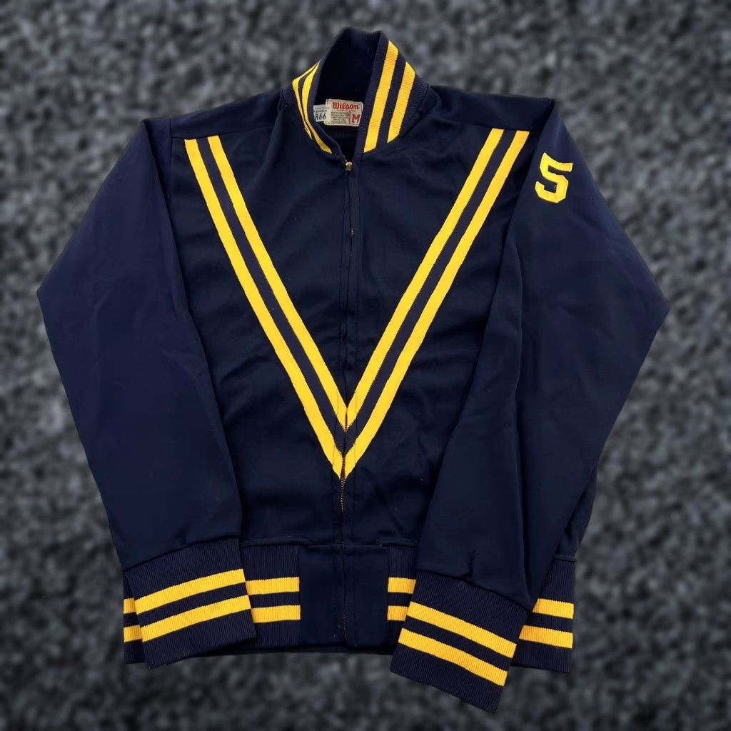 Wilson VINTAGE Wilson Track Jacket Mens Medium Navy Yellow East 60s 70s USA Size US M / EU 48-50 / 2 - 1 Thumbnail