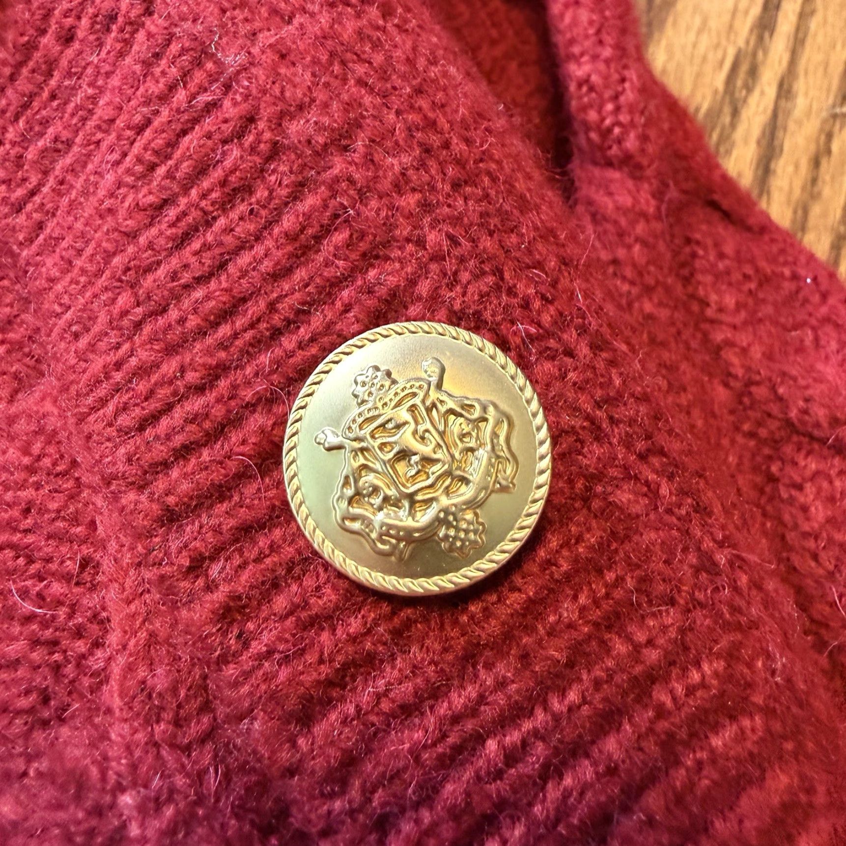J.Crew J.Crew Cardigan Women’s Small Red Wool Blend Cable Knit Button Gold Size S / US 4 / IT 40 - 3 Thumbnail