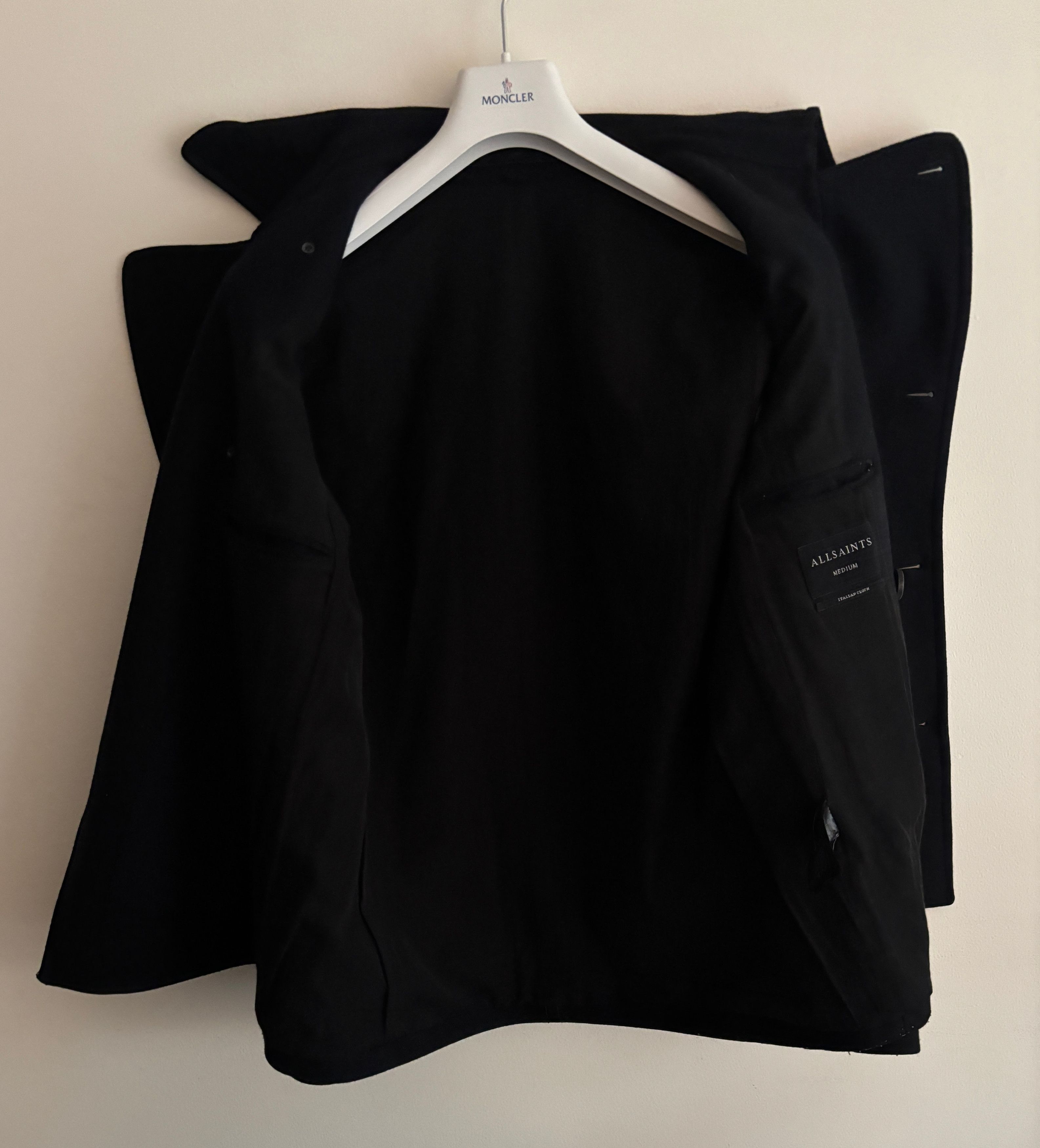 Allsaints $600 Salter Navy Wool Pea Coat Leather Trim- Medium Size US M / EU 48-50 / 2 - 12 Thumbnail