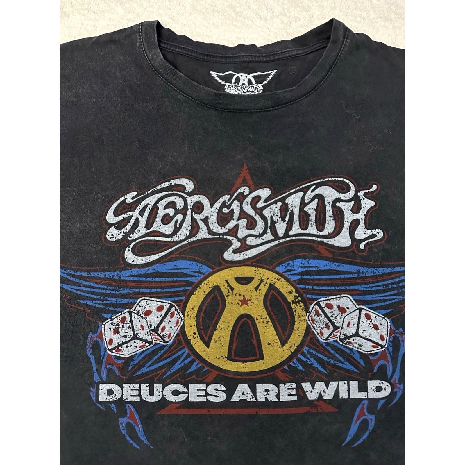 Vintage Aerosmith T-Shirt Mens S Black 2000s Y2K Music Band Deuces Are Wild Promo Style, Men's — image 2 of 6