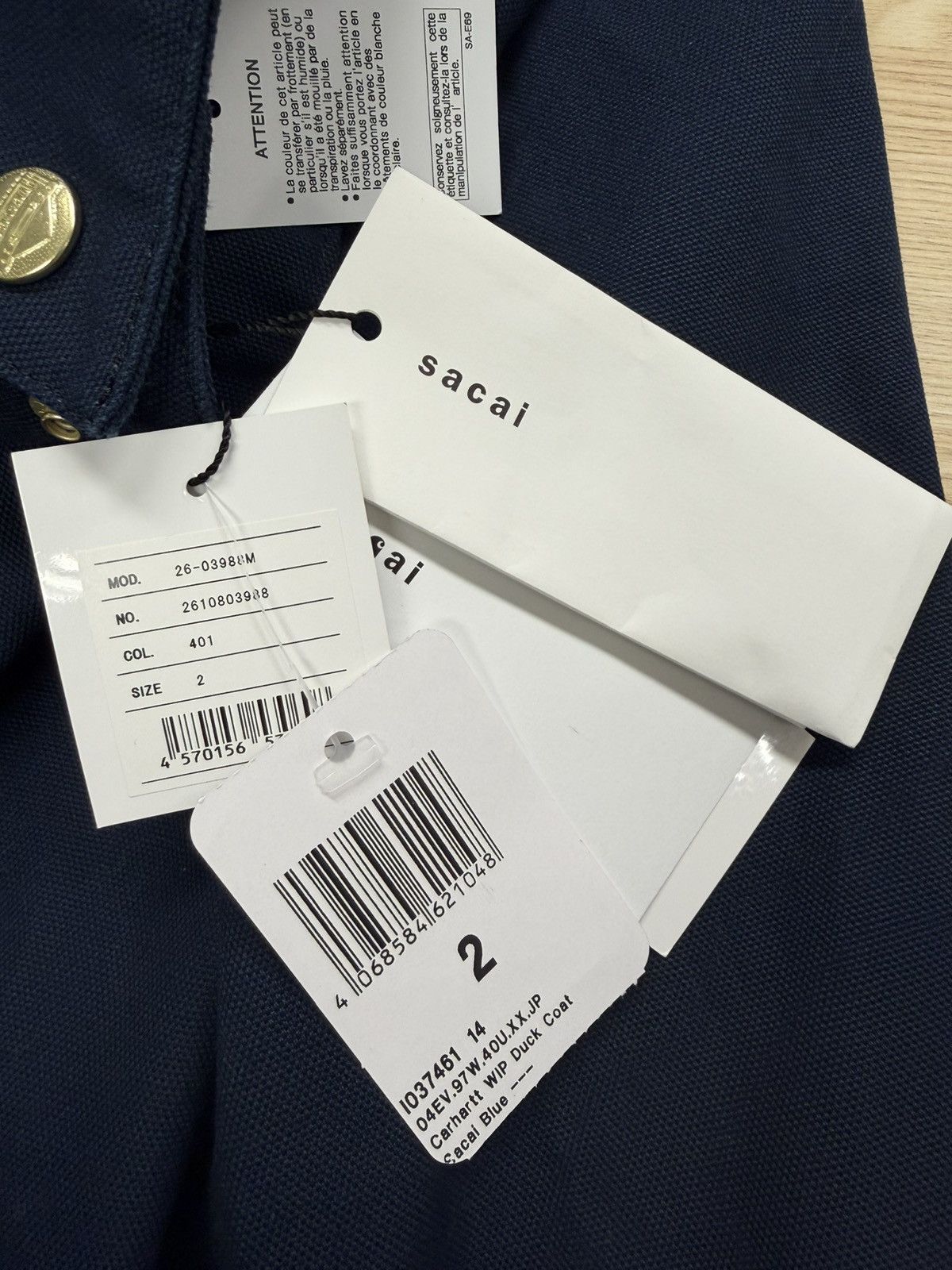 Sacai Sacai x Carhartt WIP Duck Coat Blue size 2 Size US M / EU 48-50 / 2 - 12 Thumbnail