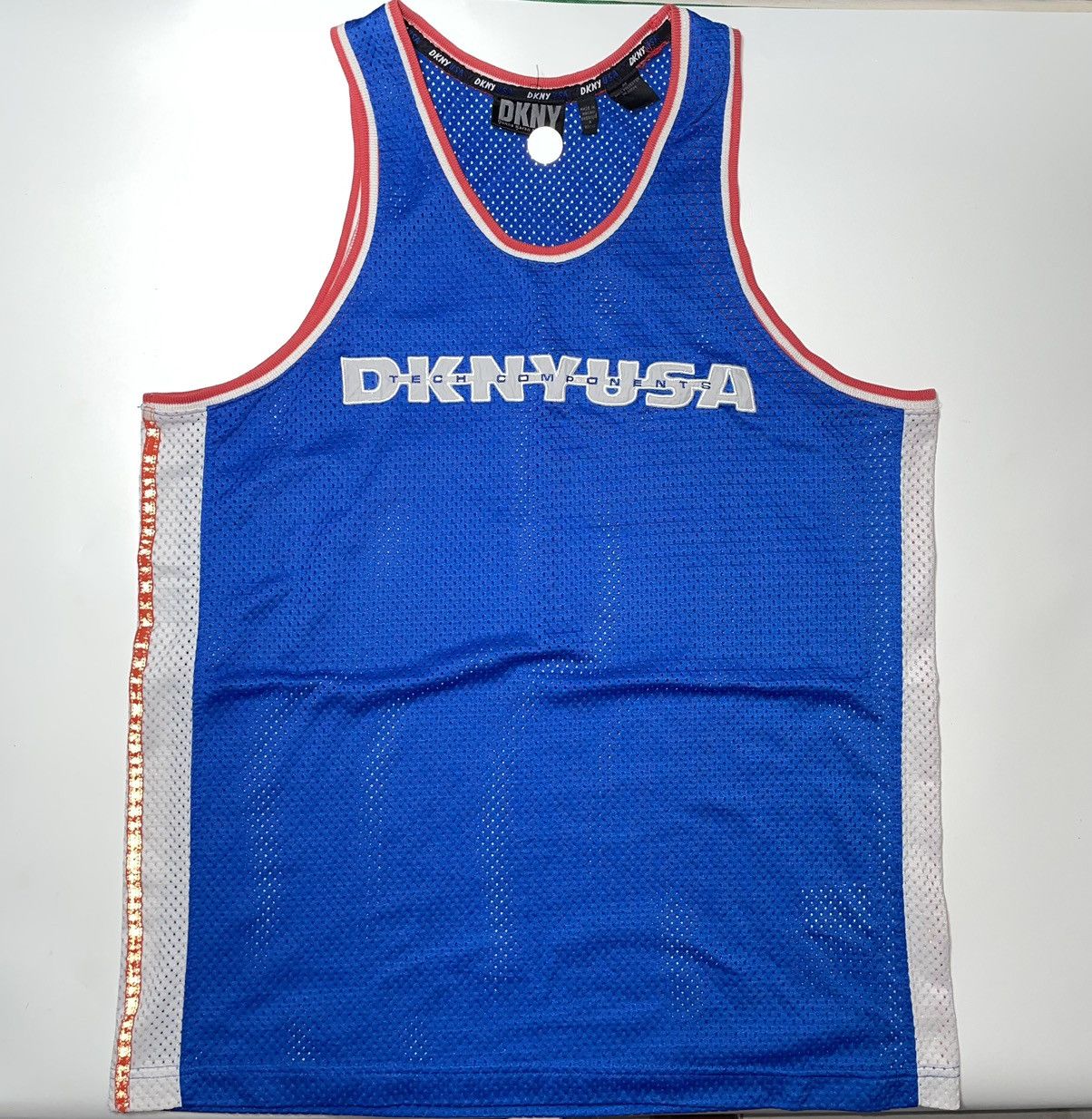 DKNY × Designer × Vintage Vintage 90s DKNY USA Tech Components jersey tank top singlet Size US L / EU 52-54 / 3 - 4 Thumbnail