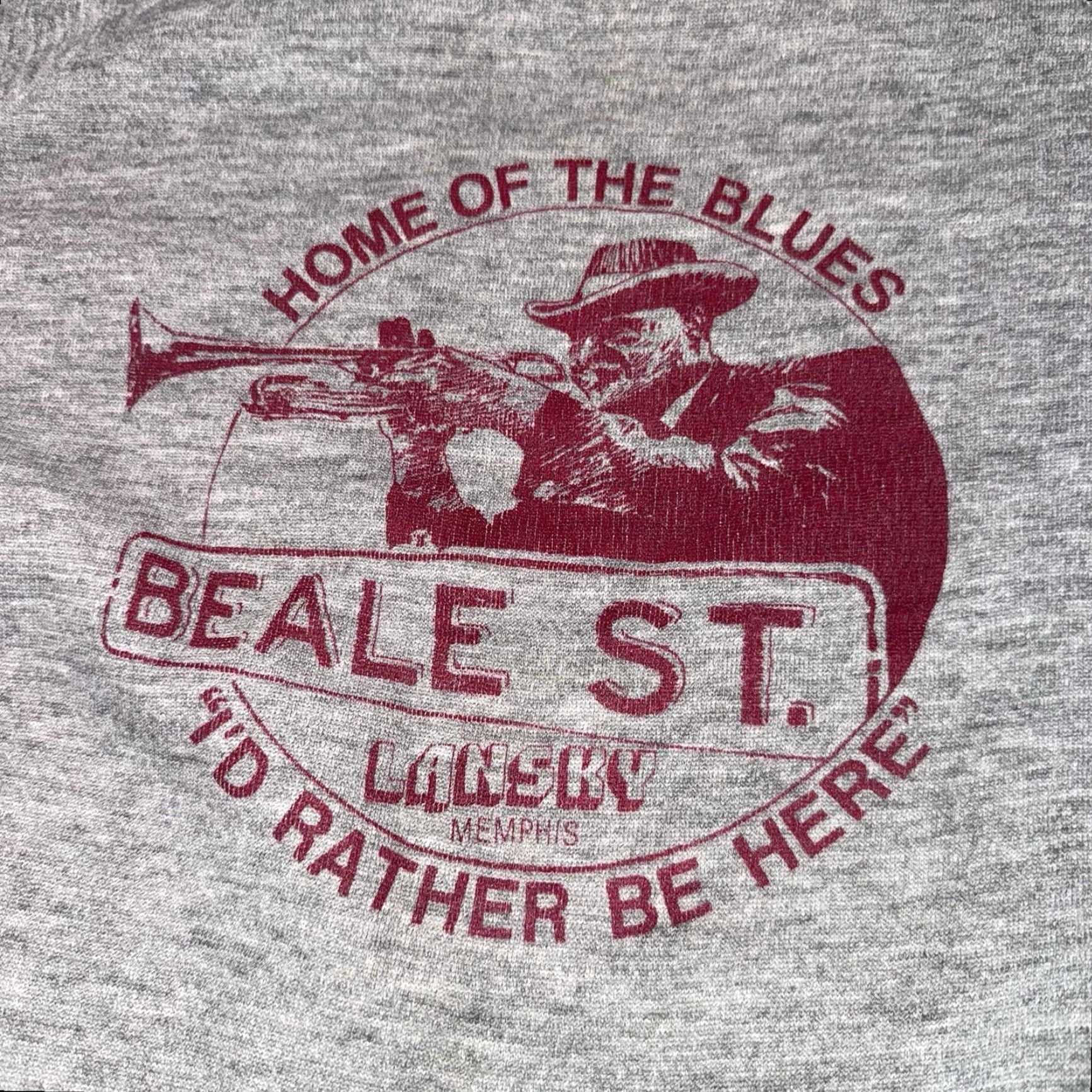 Vintage VINTAGE Healthknit Sweatshirt Beale St. Memphis 80s Home of the Blues Unisex Adults Gray M Crew Neck Pullover Graphic Print Long Sleeve Size US M / EU 48-50 / 2 - 3 Thumbnail