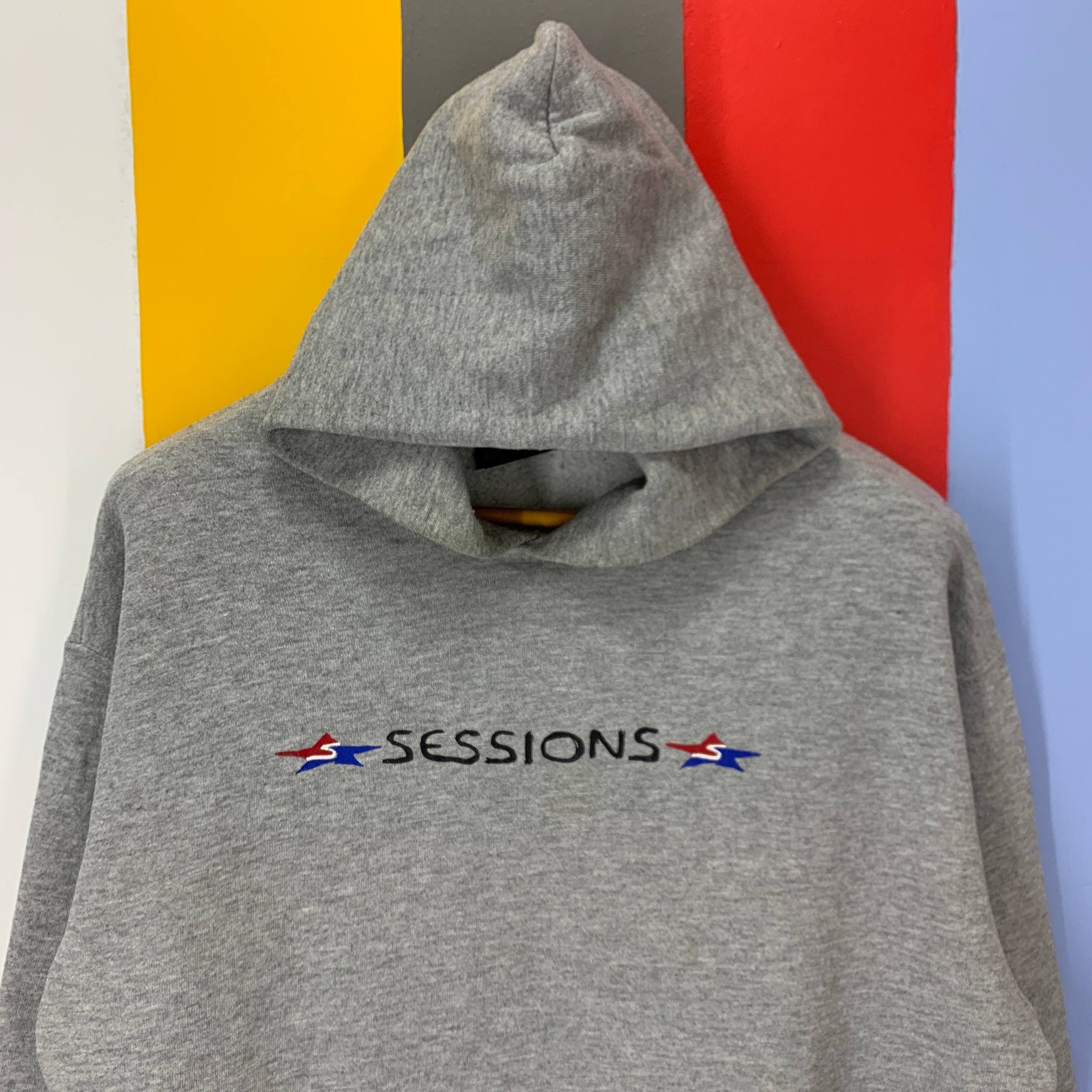 Sessions 90s Vintage SESSIONS Snowboarding Hoodie Pullover #2568/U Size US M / EU 48-50 / 2 - 2 Thumbnail