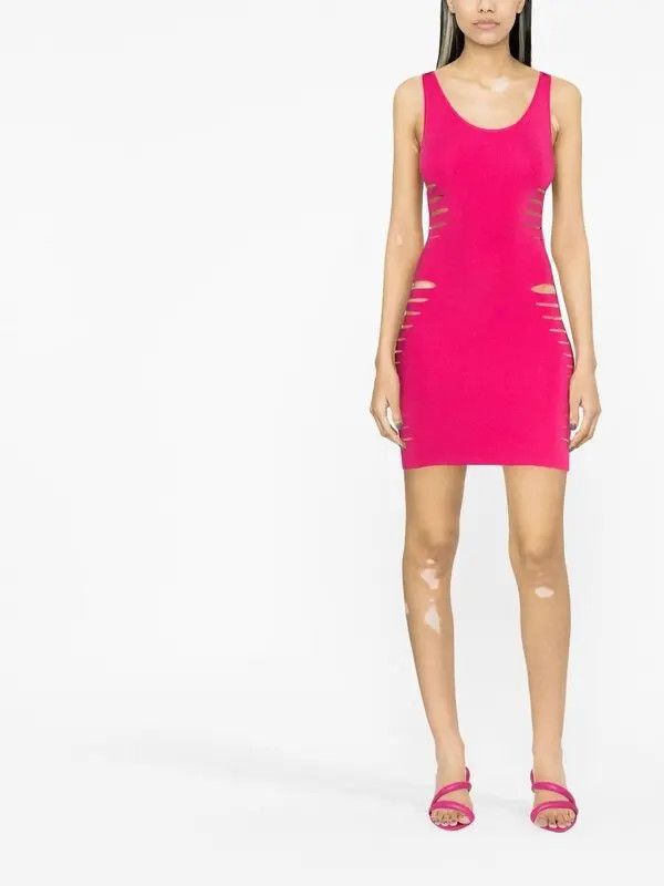 Versace o1y0226 Mini Dress in Fuchsia Size M / US 6-8 / IT 42-44 - 2 Thumbnail