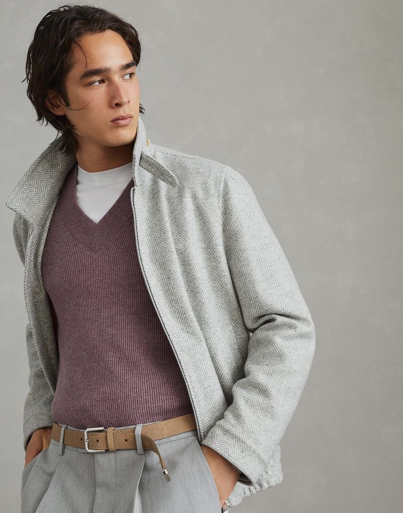 Brunello Cucinelli o1w1db10326 Jacket in Natural/Grey Size US S / EU 44-46 / 1 - 4 Thumbnail