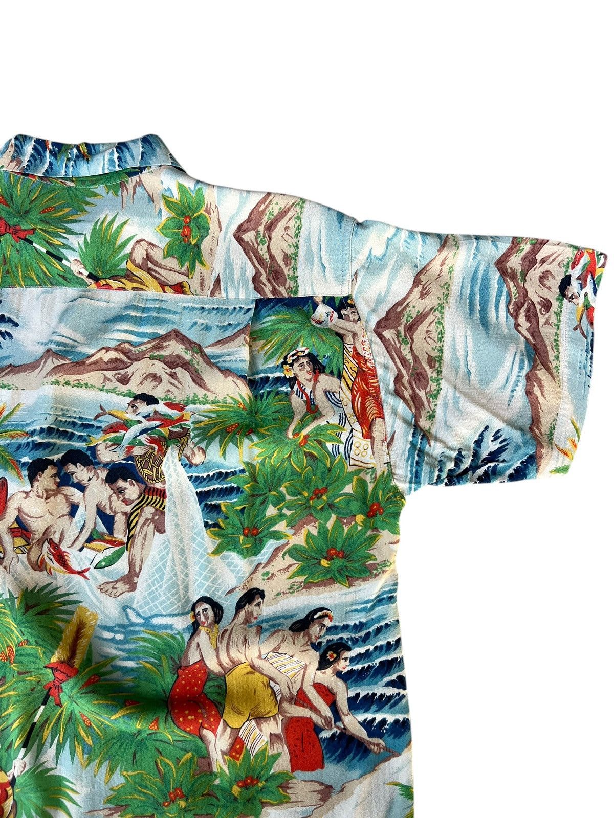 Sun Surf VTG Sun Surf Hula Girls Fisherman Crepe Rayon Hawaiian Shirt Size US M / EU 48-50 / 2 - 22 Thumbnail
