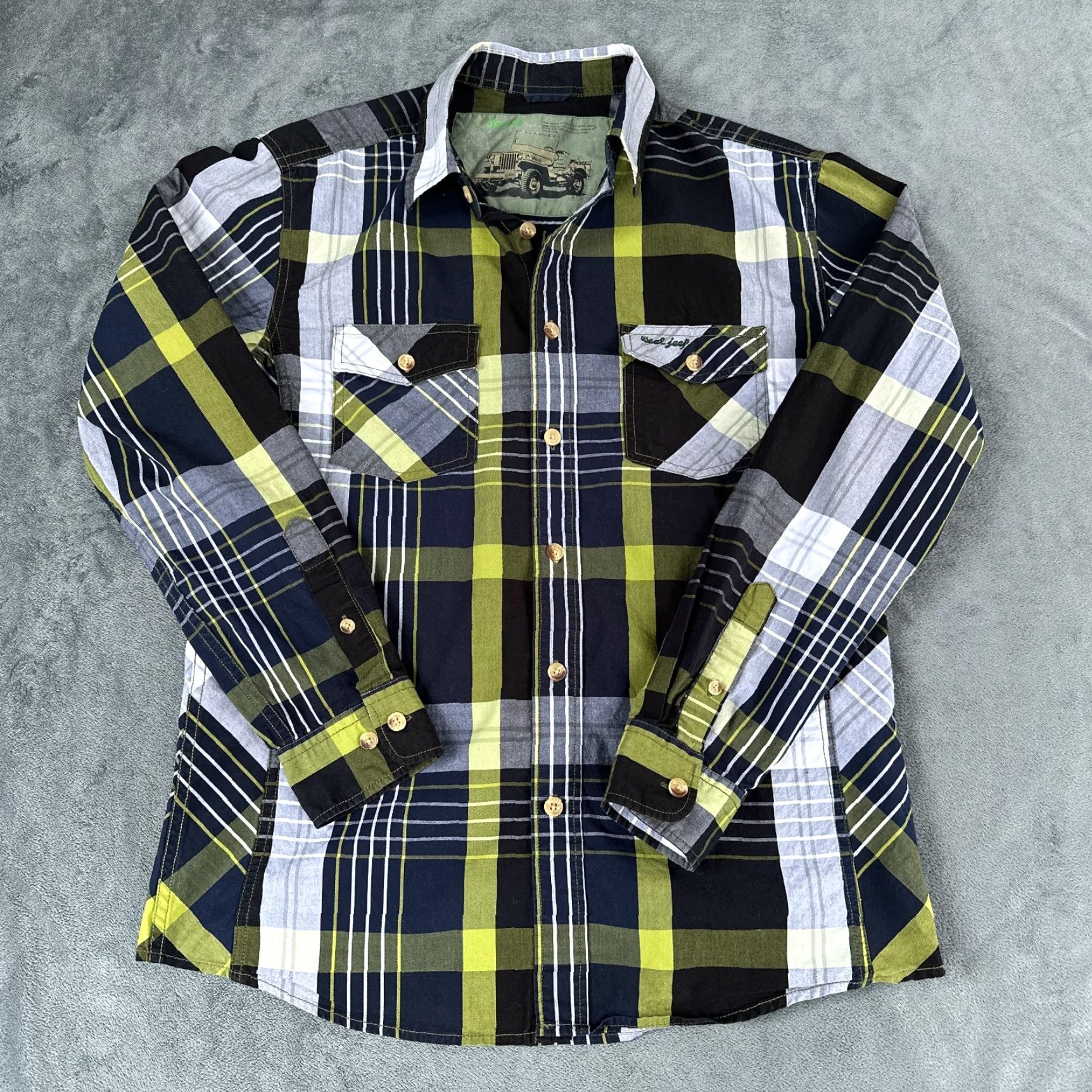 Jeep Jeep Shirt Mens Small Black Green Plaid Military Willys MB Weal Size US S / EU 44-46 / 1 - 3 Thumbnail