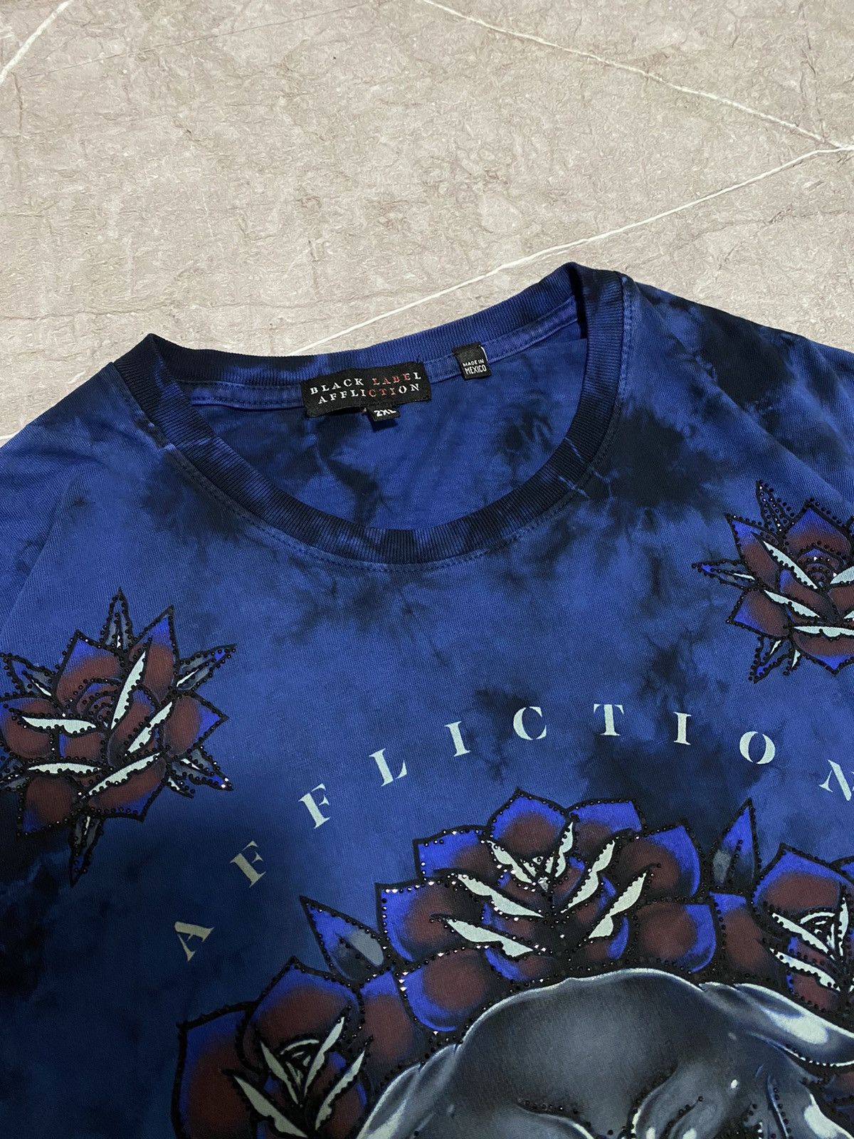 Affliction × Black Label Vintage Crazy Affliction Rare Black Label Tatto Skull Shirt Size US XXL / EU 58 / 5 - 5 Thumbnail
