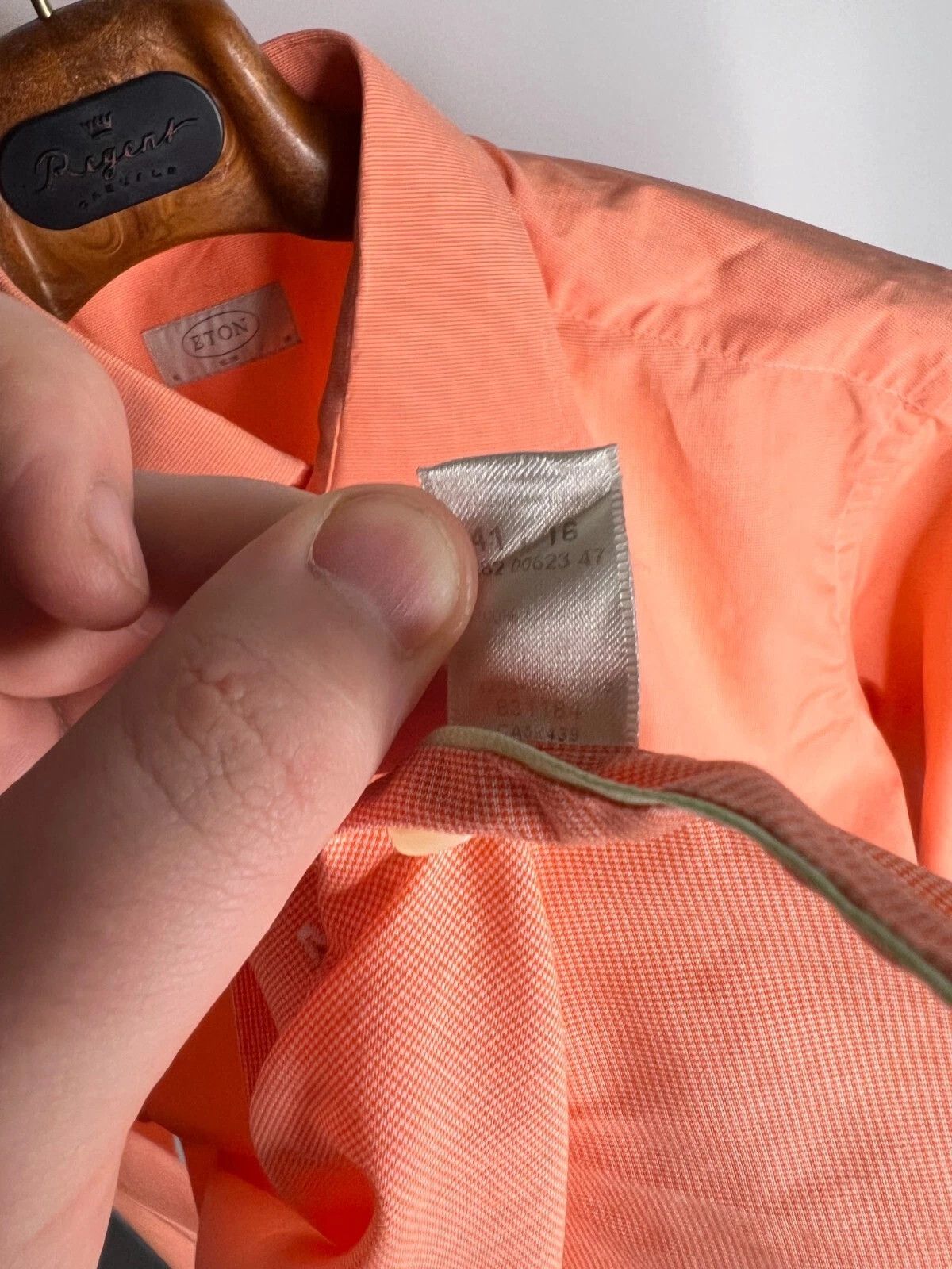 Eton Eton Slim Mens Dress Shirt Orange White Micro Houndstooth Size US M / EU 48-50 / 2 - 11 Thumbnail