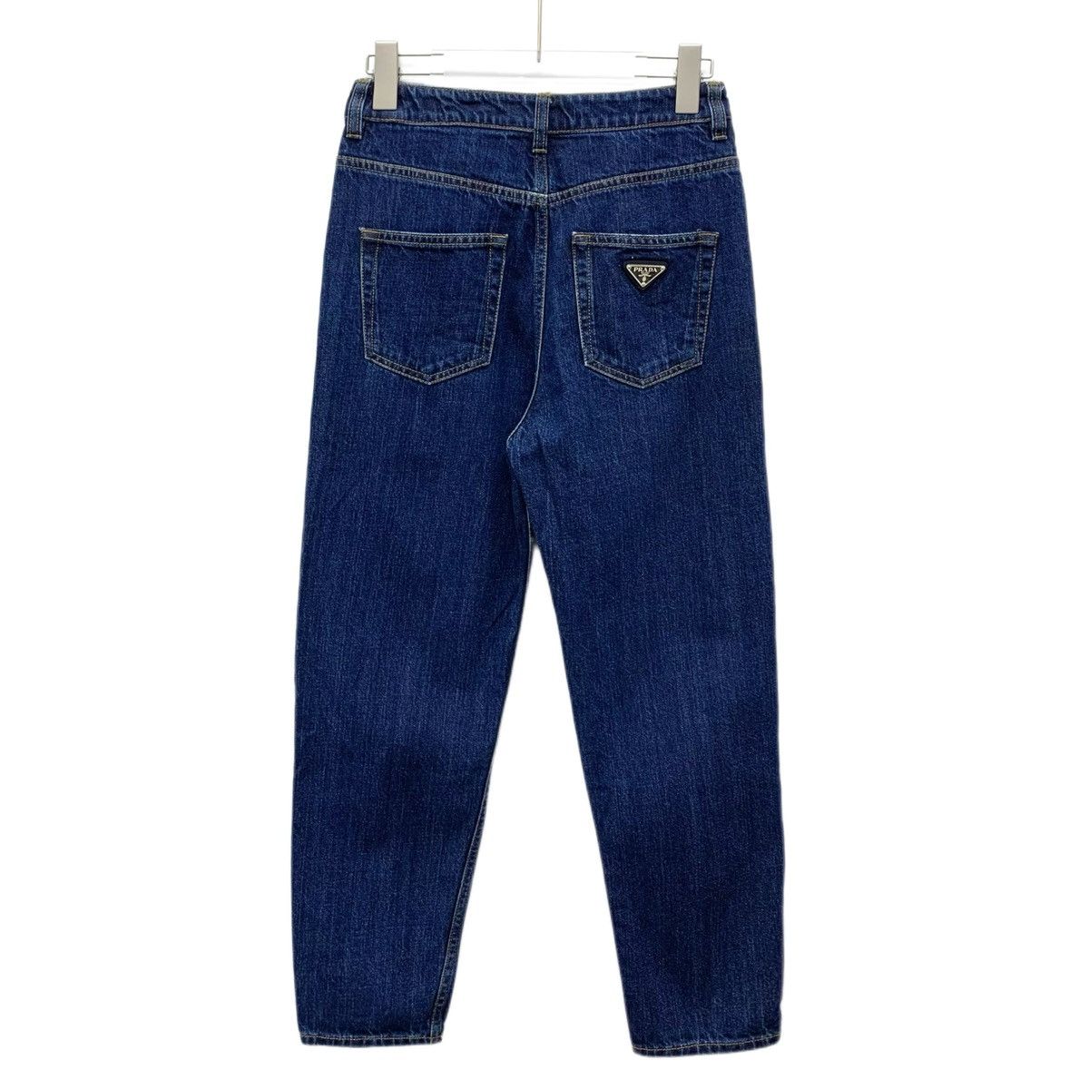 Prada Prada Dark Blue Triangle Logo Cotton Denim Pants K26WX Size 25" / US 0 / IT 36 - 2 Thumbnail