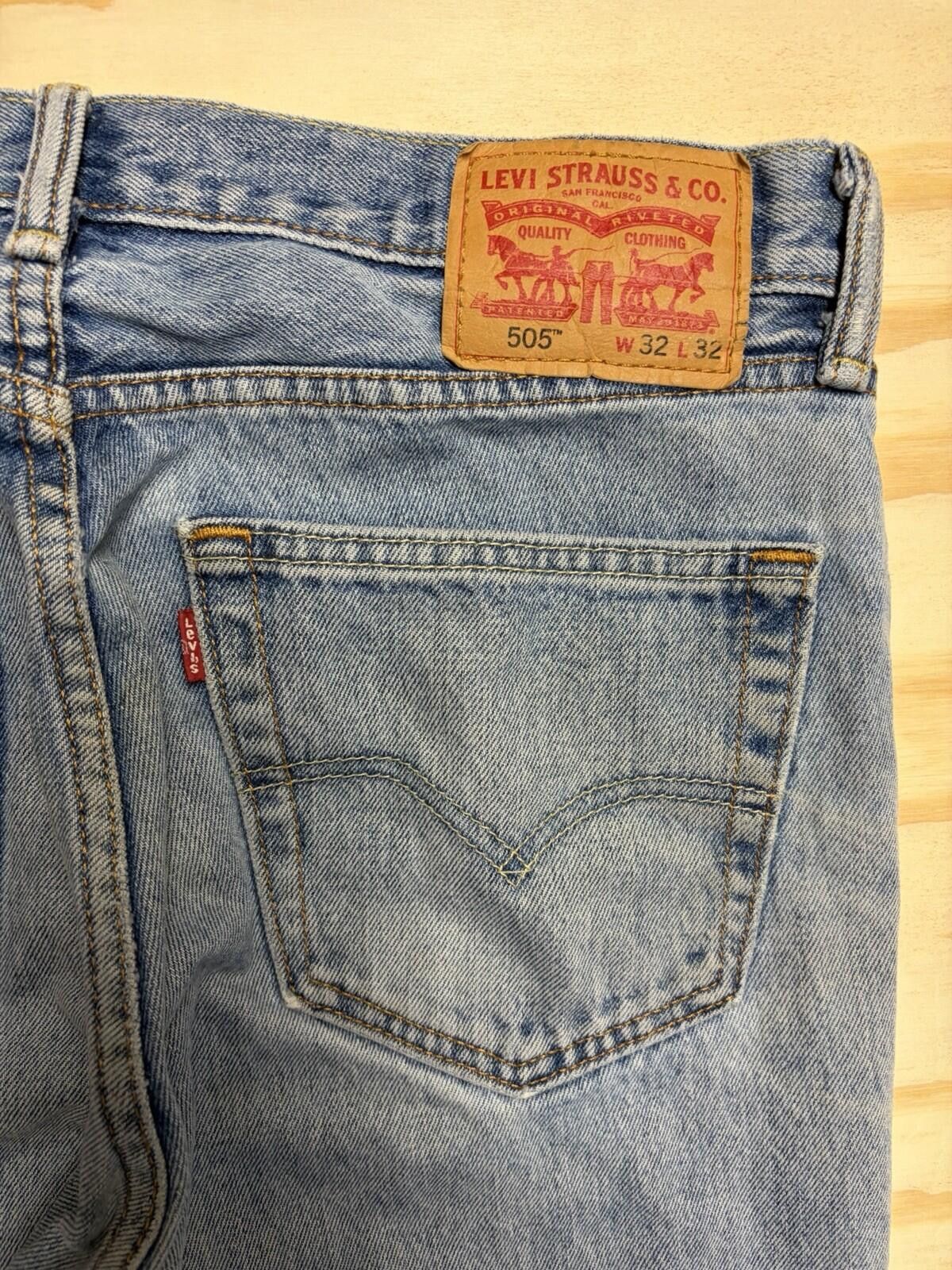 Levi's Levi’s 505 Regular Fit Men’s Red Tab 32x32 Denim Blue Jeans Size US 32 / EU 48 - 4 Thumbnail