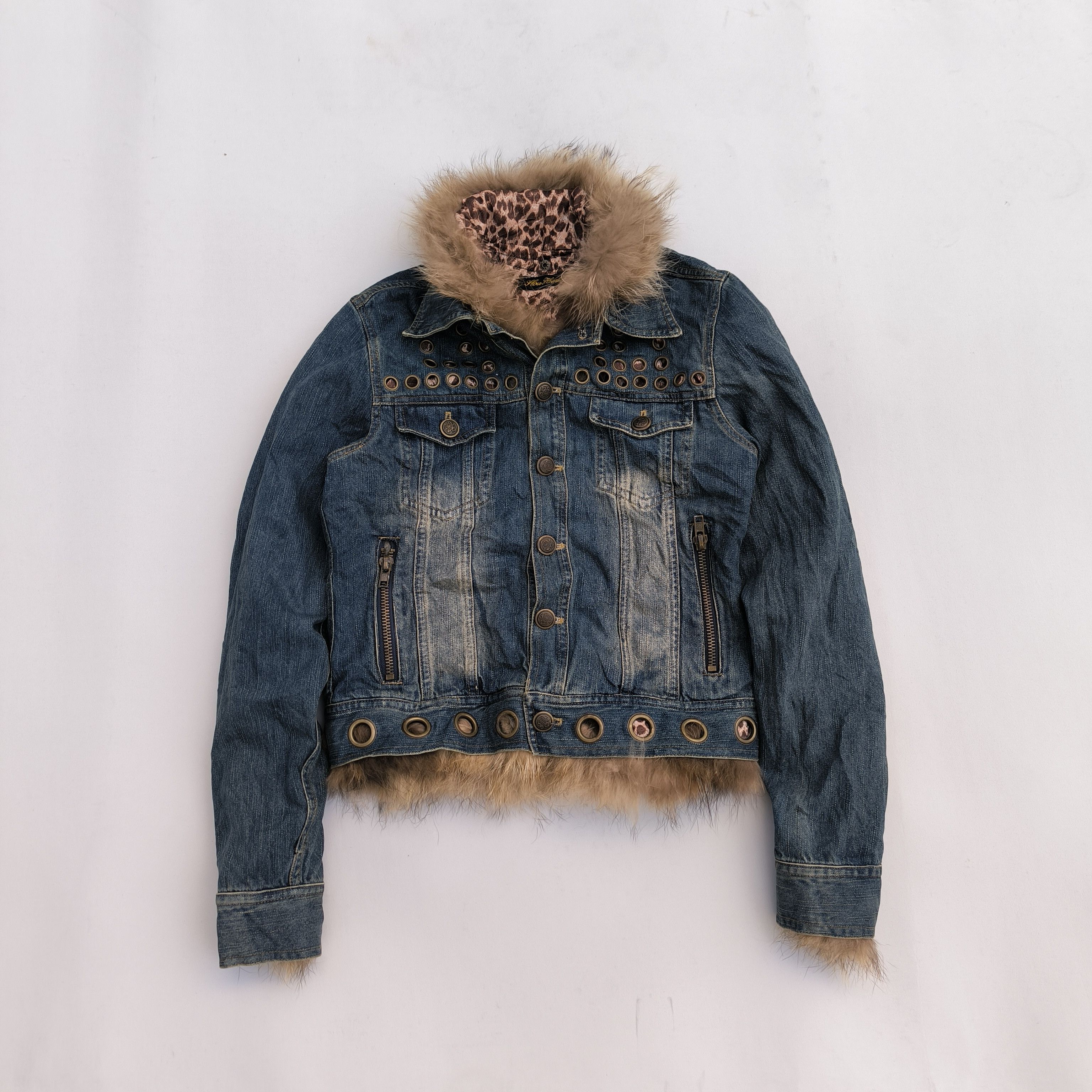 Japanese Brand Fur raccoon crop denim jacket Size S / US 4 / IT 40 - 1 Thumbnail