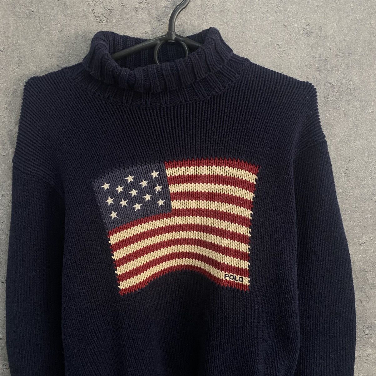 Polo Ralph Lauren Vintage Polo Ralph Lauren Turtleneck USA Flag Sweater Knited Size US S / EU 44-46 / 1 - 5 Thumbnail