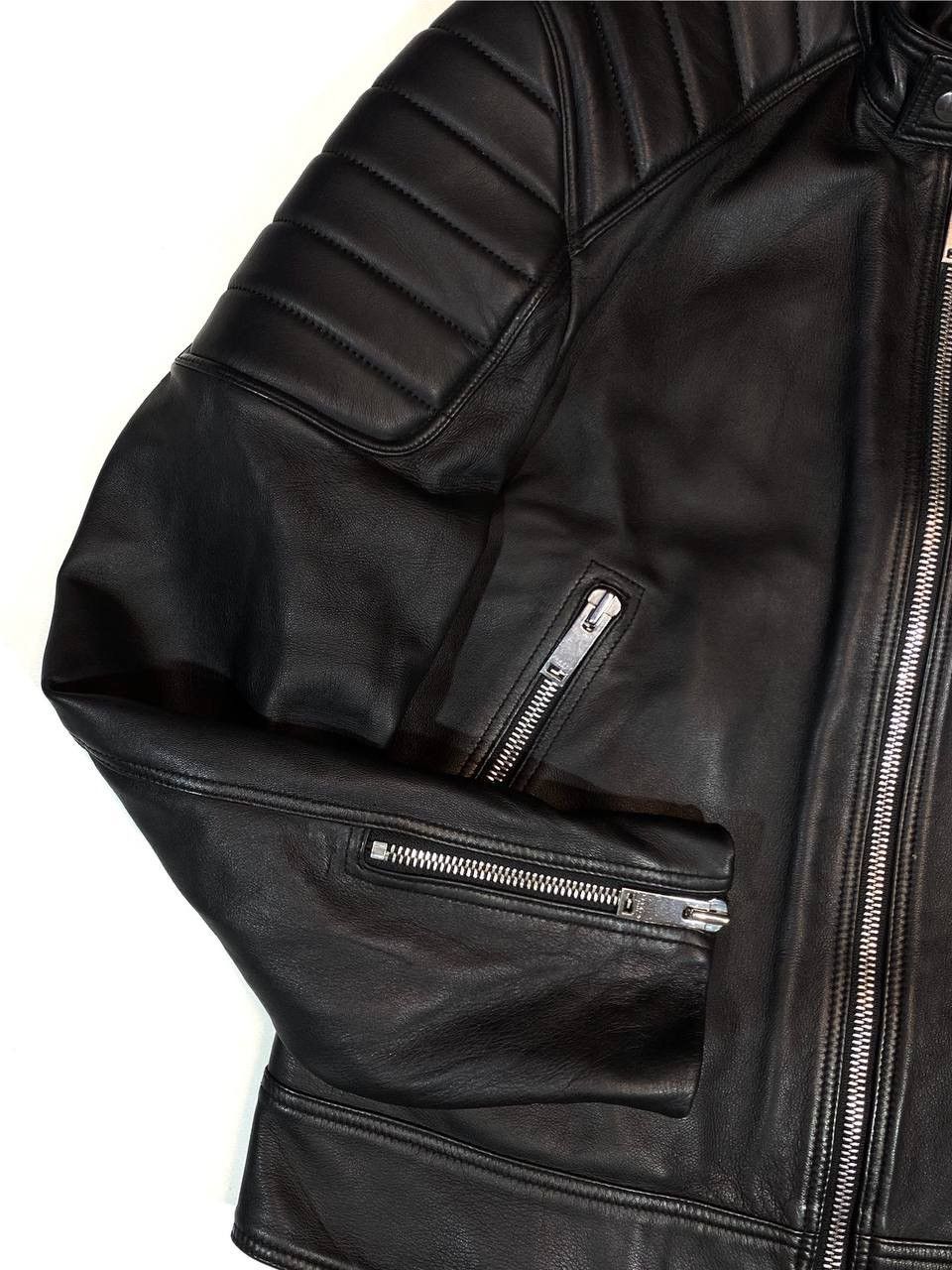 Sandro Paris Men Leather Jacket Black Biker Motorcycle Rac