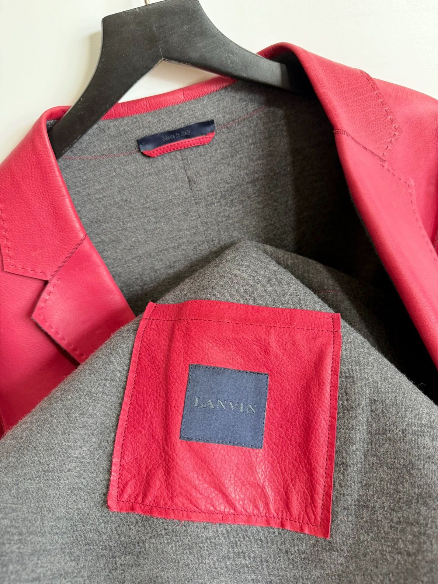 Lanvin Lanvin Red Leather Suit Jacket 50 Size US M / EU 48-50 / 2 - 8 Thumbnail