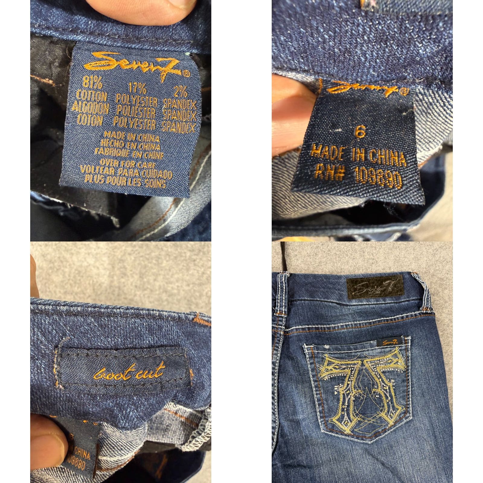 Vintage VINTAGE Seven7 Jeans Womens 6 Blue Denim Bootcut Leg Low Rise Stretch Embroidered Pockets 90s Bohemian Womens Size 28" / US 6 / IT 42 - 8 Thumbnail
