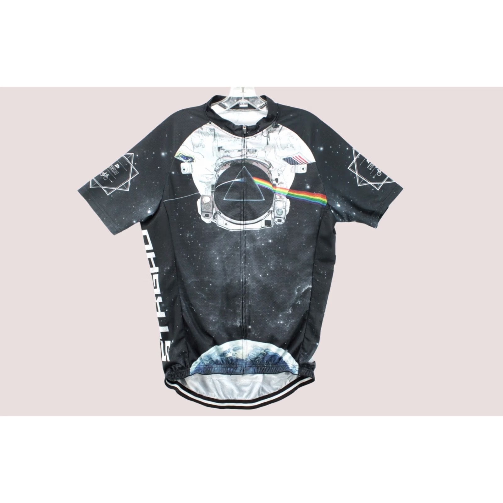 Vintage VINTAGE Pink Floyd Dark Side Moon Cycling Jersey Strgao Mens XL Black Full Zip Biking Size US XL / EU 56 / 4 - 1 Thumbnail