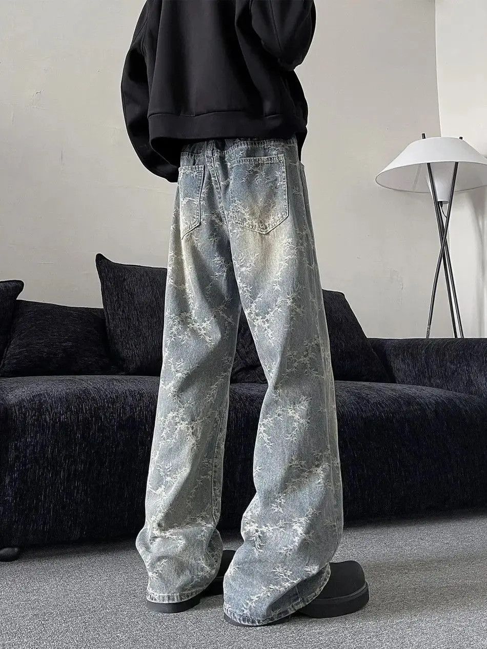 Japanese Brand Retro loose jacquard casual jeans Size US 32 / EU 48 - 4 Thumbnail