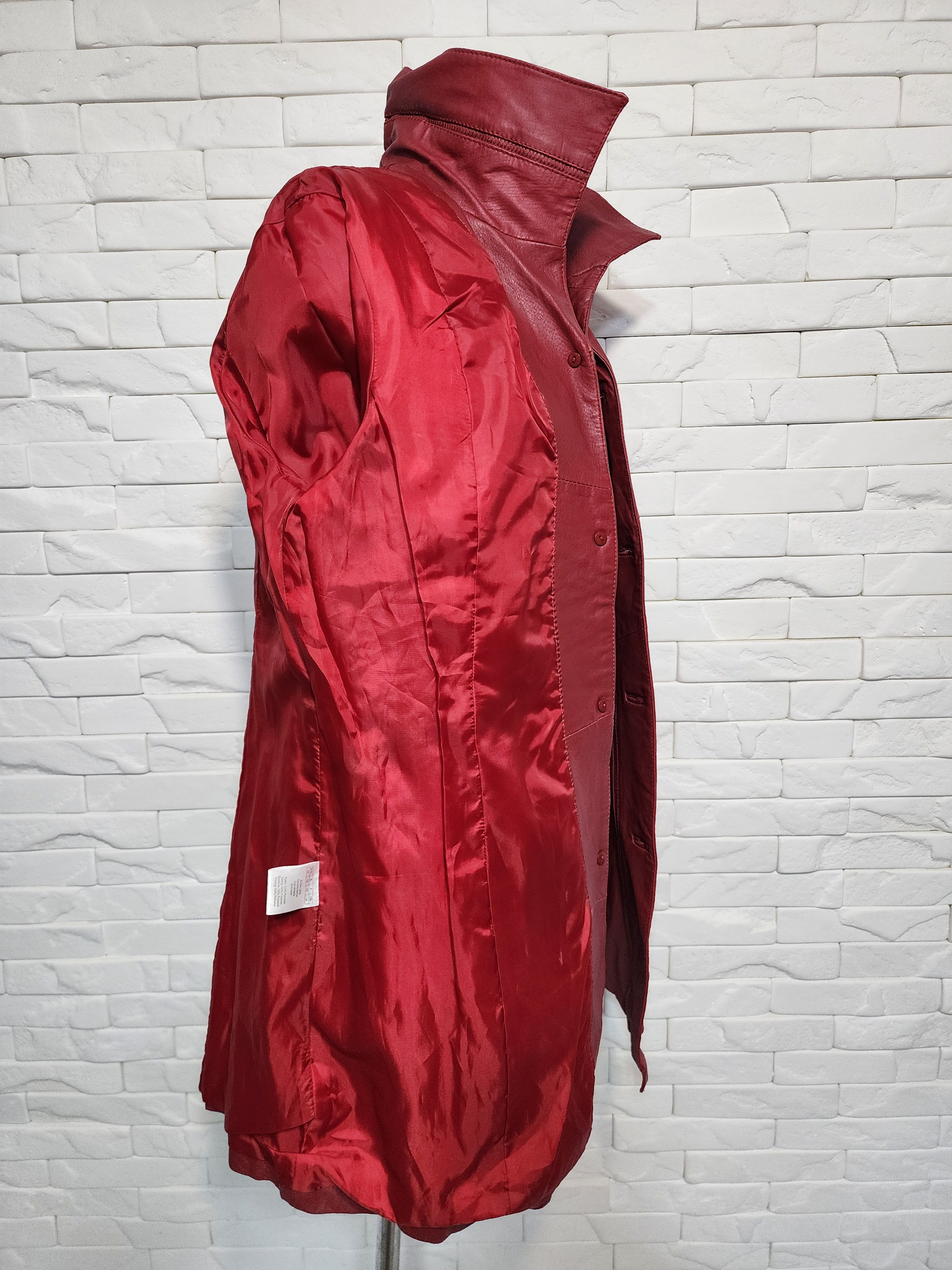 Designer Long Red Leather Jacket: Size XL / US 12-14 / IT 48-50 - 8 Thumbnail