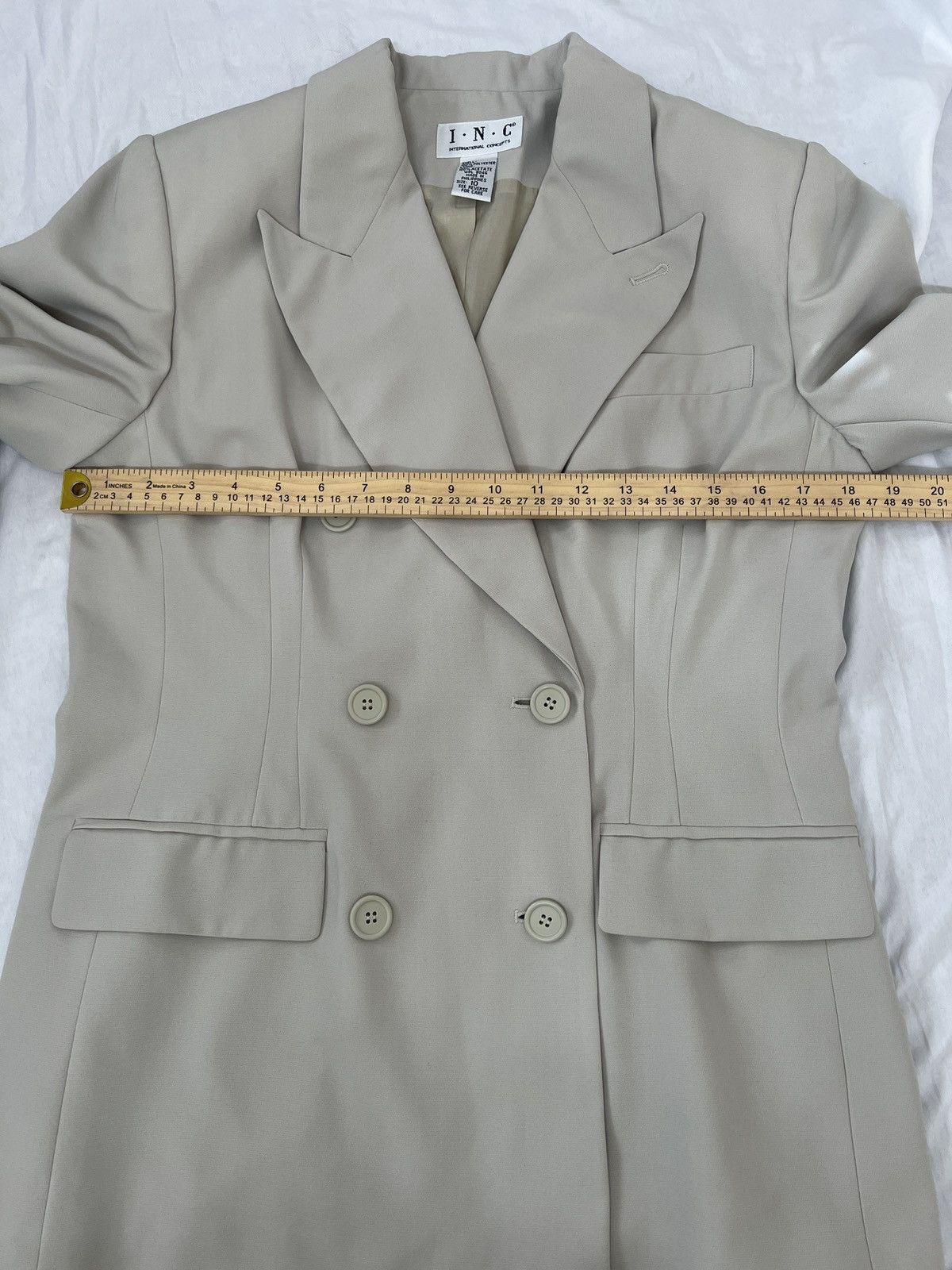 I.N.C INC International Concepts Double-Breasted Cream Blazer 90’s Size L / US 10 / IT 46 - 7 Thumbnail