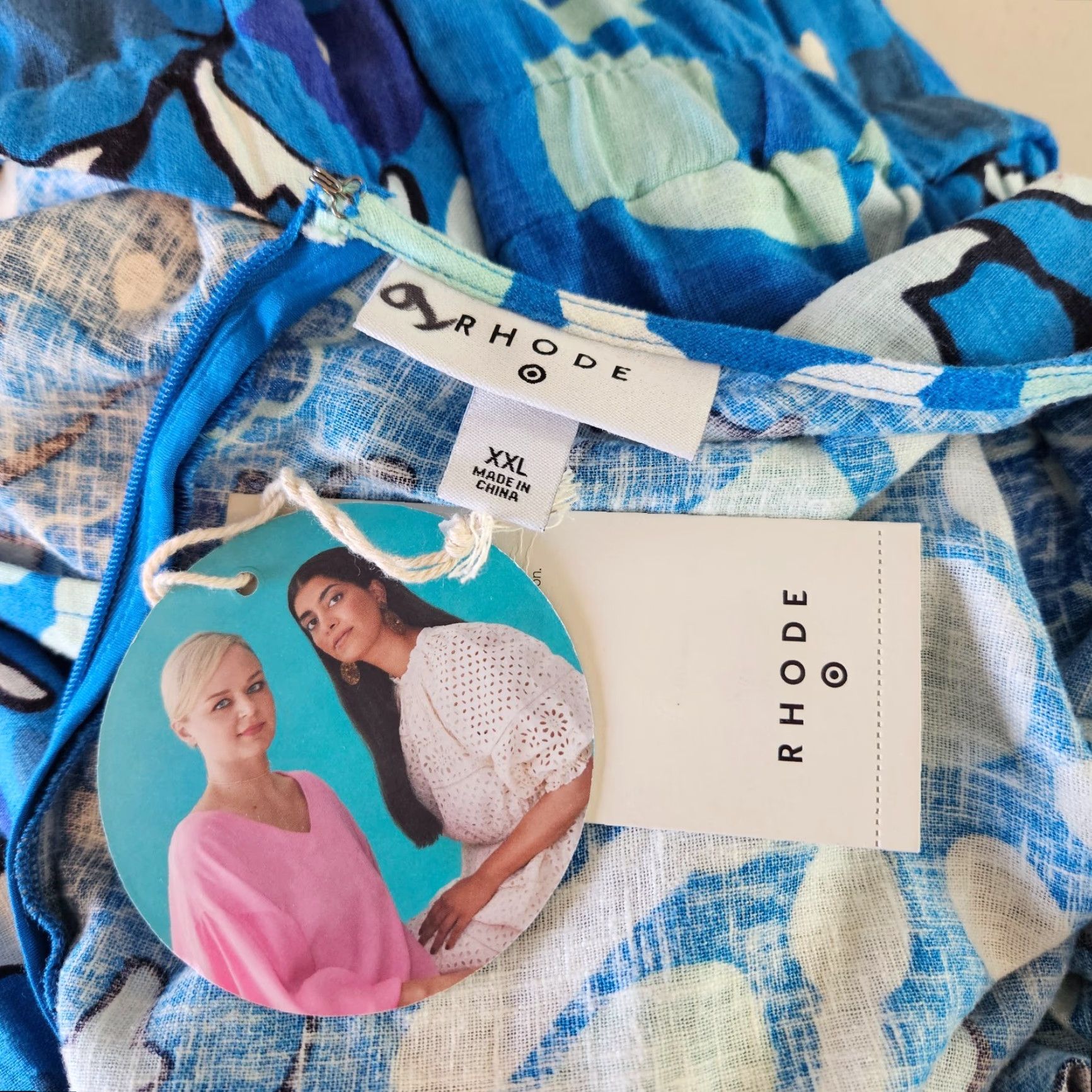 RHODE Rhode x Target Womens Jumpsuit One-Piece Plus 2XL Blue Linen Blend Zinnia Floral Adults Womens Size 40" / US 18 - 6 Thumbnail