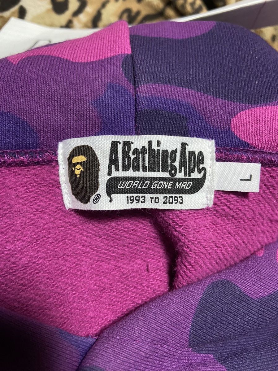 Bape Bape purple camo college pullover hoodie Size US L / EU 52-54 / 3 - 5 Thumbnail
