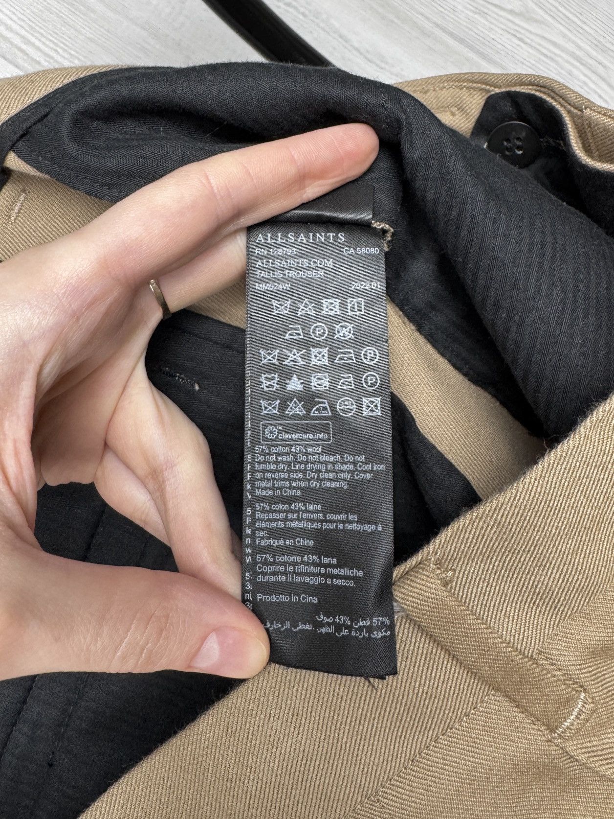 Allsaints AllSaints Cropped Trousers Beige Tallis Pleated Cotton Wool Size US 40 / EU 56 - 10 Thumbnail