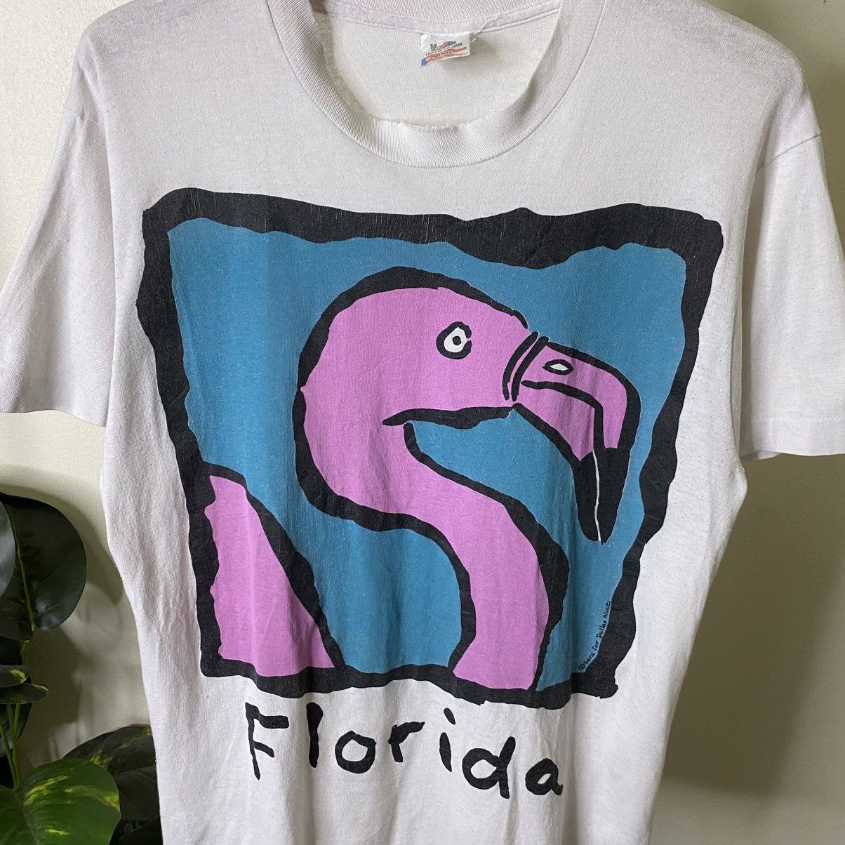 Vintage 1990s Flamingo Artwork Mirror Print T Shirt Size US M / EU 48-50 / 2 - 2 Thumbnail