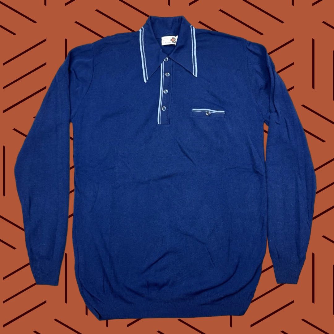 Vintage VINTAGE Puritan Knit Nylon Pullover Long Sleeve Collared Sweater LT Blue 60s 70s Preppy Mens Size US L / EU 52-54 / 3 - 1 Thumbnail