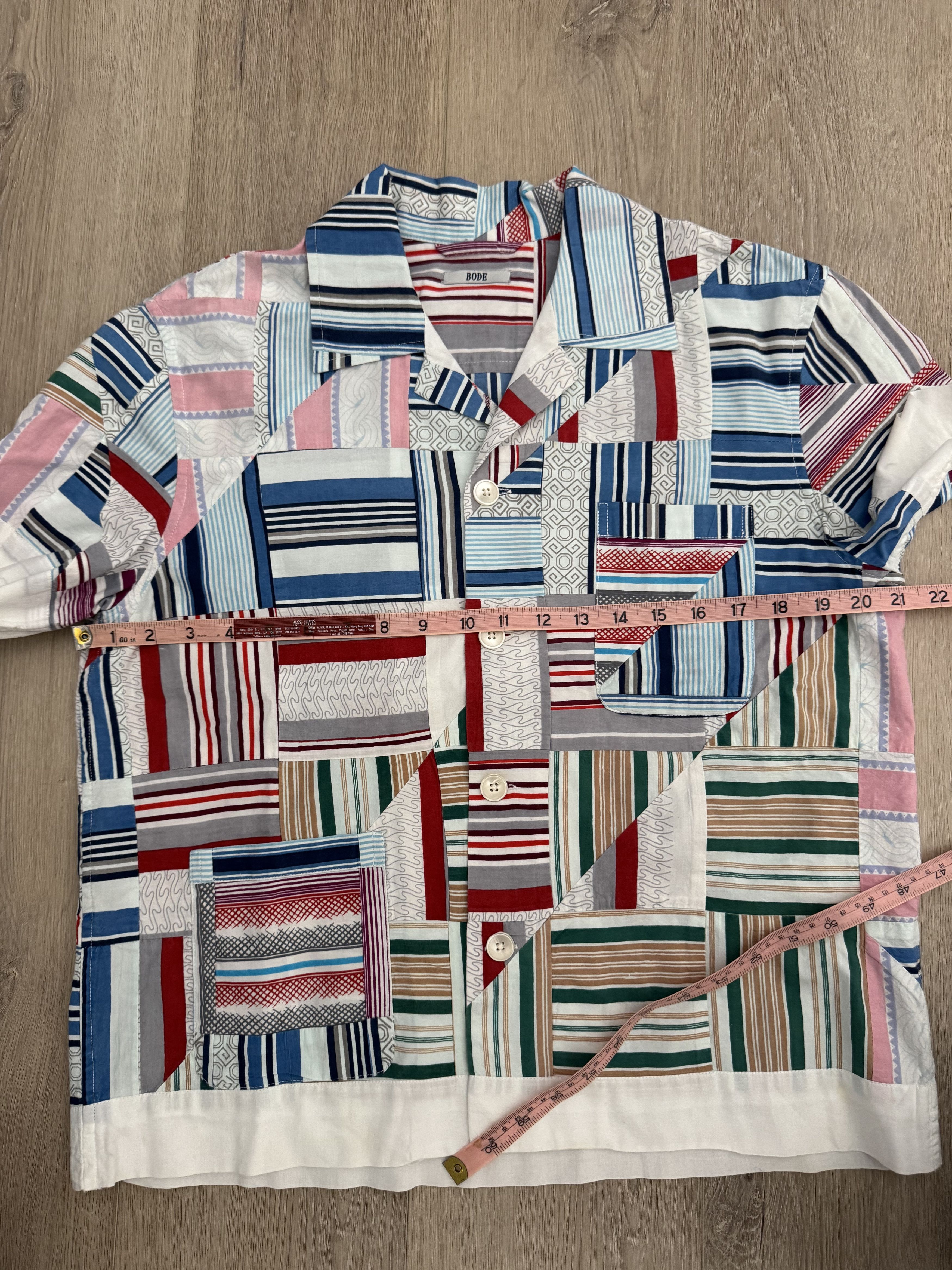 Bode Bode Patchwork Oxford Short Sleeve Button Shirt Size US S / EU 44-46 / 1 - 9 Thumbnail