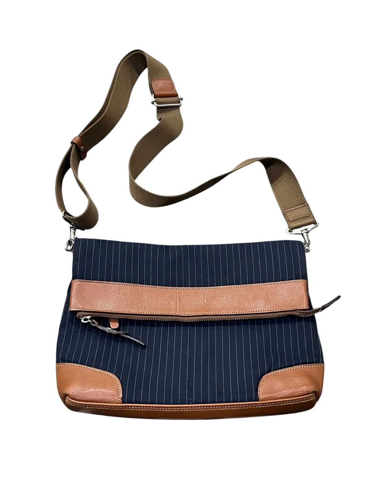Takeo Kikuchi 🔥TAKEO KIKUCHI Made in Japan 2-Way Pinstripe Messenger Bag Size ONE SIZE - 3 Thumbnail