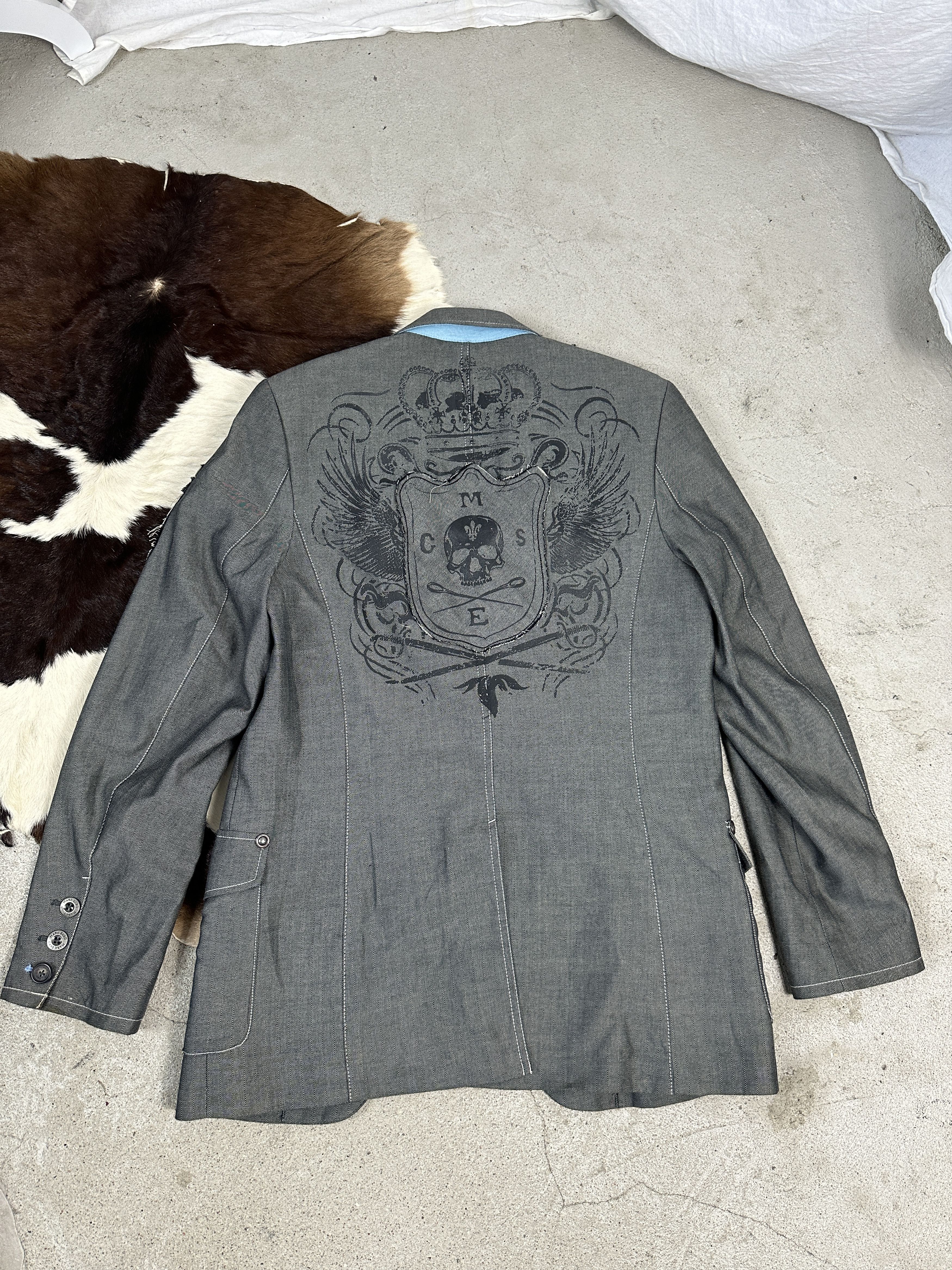 Marc Ecko × Vintage Vintage Opium Avant Garde Grunge 00s Esko Skull Suit Jacket Size US M / EU 48-50 / 2 - 4 Thumbnail