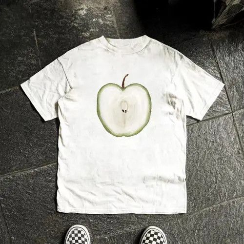 Japanese Brand Kasuga x Miki White casual retro half apple print t-shirt Size US M / EU 48-50 / 2 - 5 Thumbnail