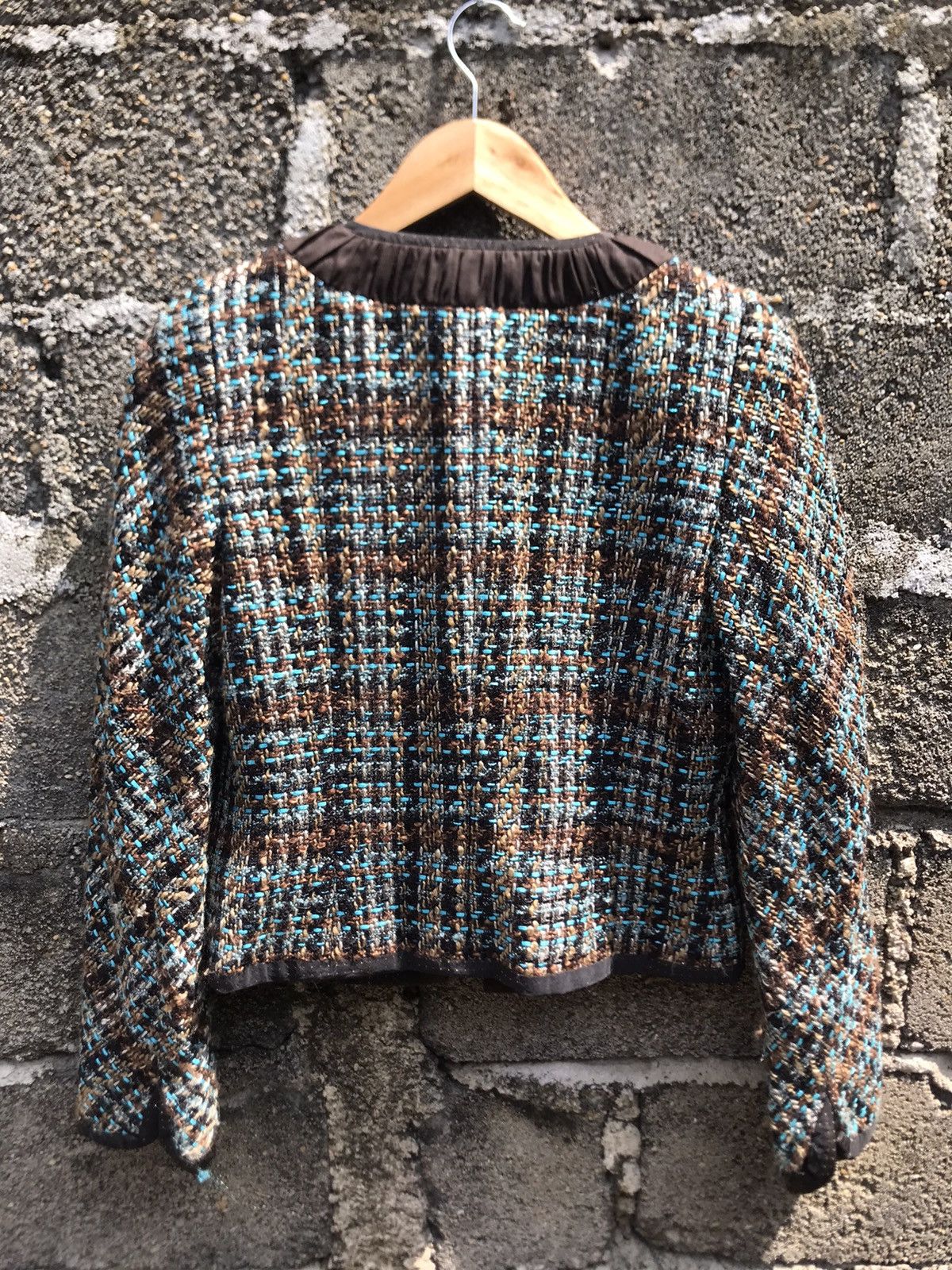 Hiroko Koshino Homme × Japanese Brand Vintage Hiroko Koshino Herringbone Wool Cropped Jacket Size XS / US 0-2 / IT 36-38 - 9 Thumbnail