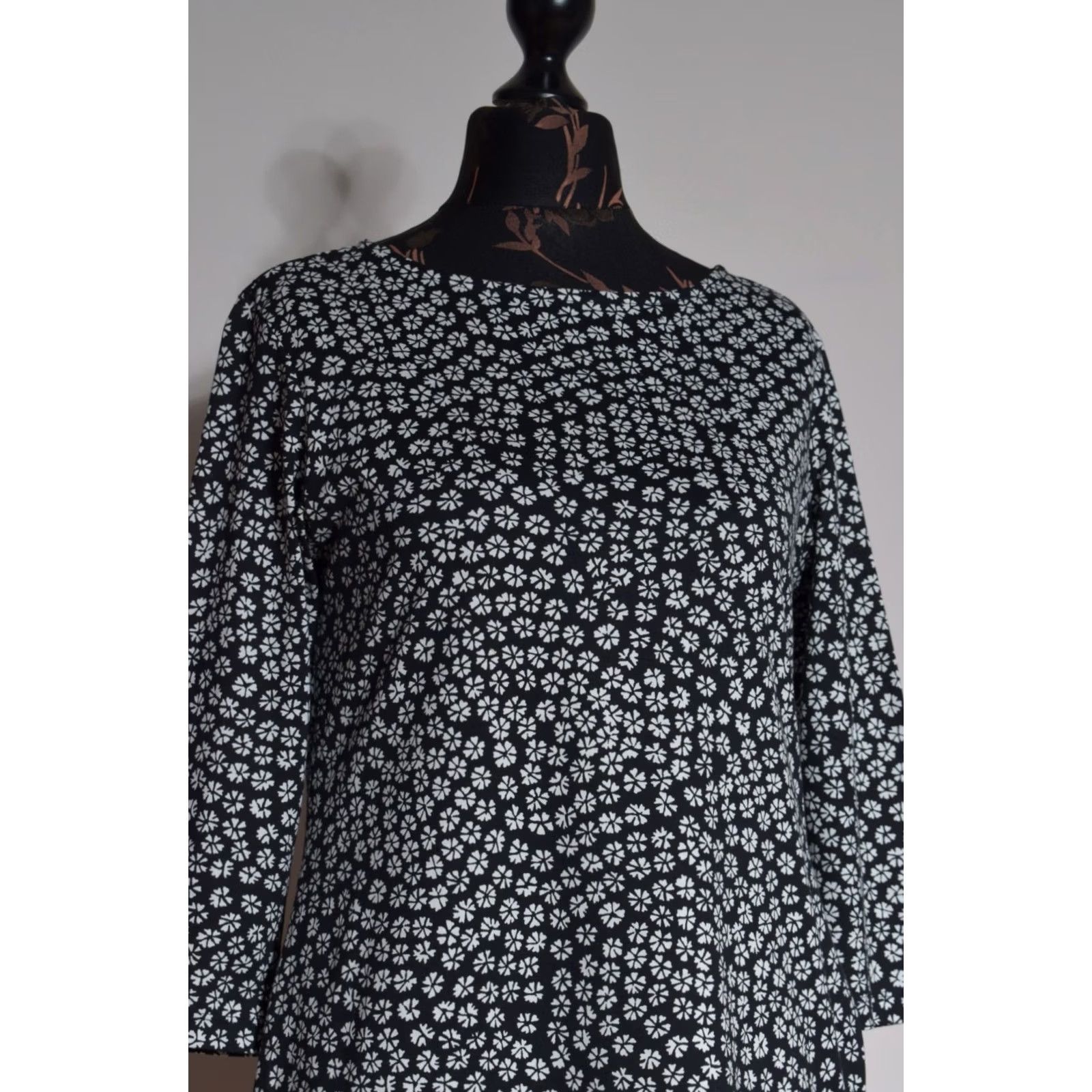 Marimekko Marimekko Shirt Dress Floral 3/4 Sleeve XS Black White Pocket Womens Size XS / US 0-2 / IT 36-38 - 2 Thumbnail