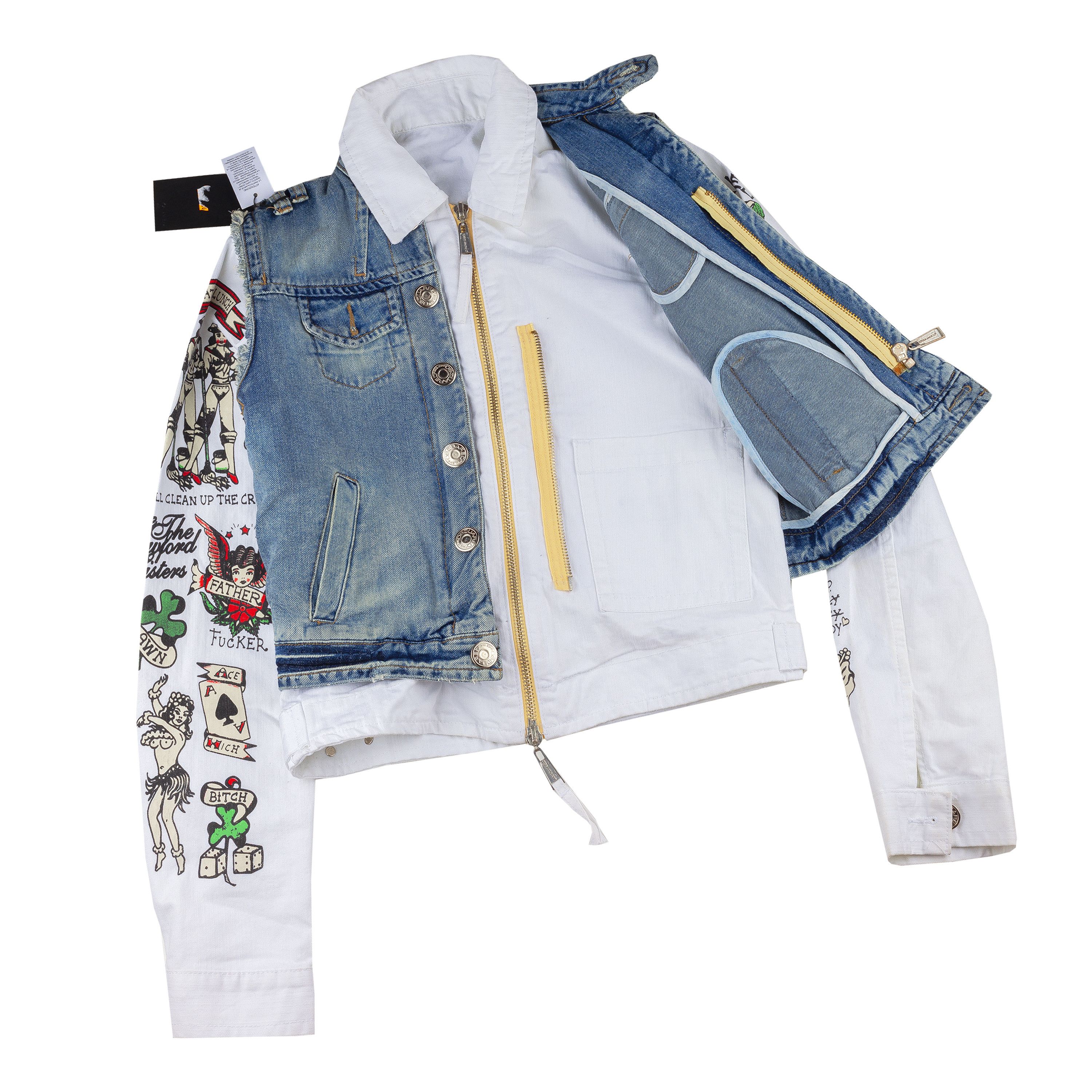 Dsquared2 DSQUARED2 Tattoo Print Detachable Jacket with Denim Vest Size US M / EU 48-50 / 2 - 3 Thumbnail