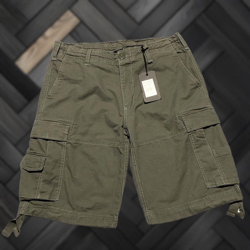 Olive Brandit Cargo Shorts Mens 2XL Olive Green Canvas Pocket Outdoor Casual Workwear Size US 39 - 1 Thumbnail
