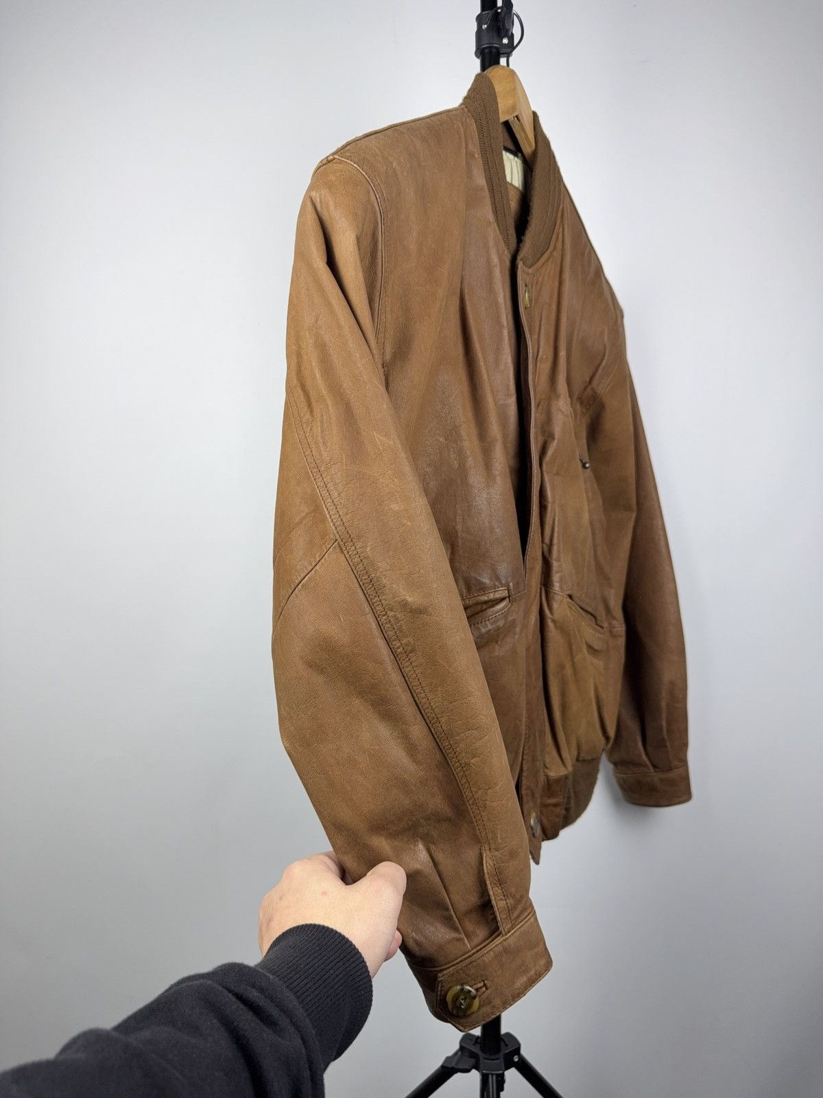 Japanese Brand Vintage 90s Retro Avant Garde Biker Leather Bomber Jacket Size US S / EU 44-46 / 1 - 7 Thumbnail