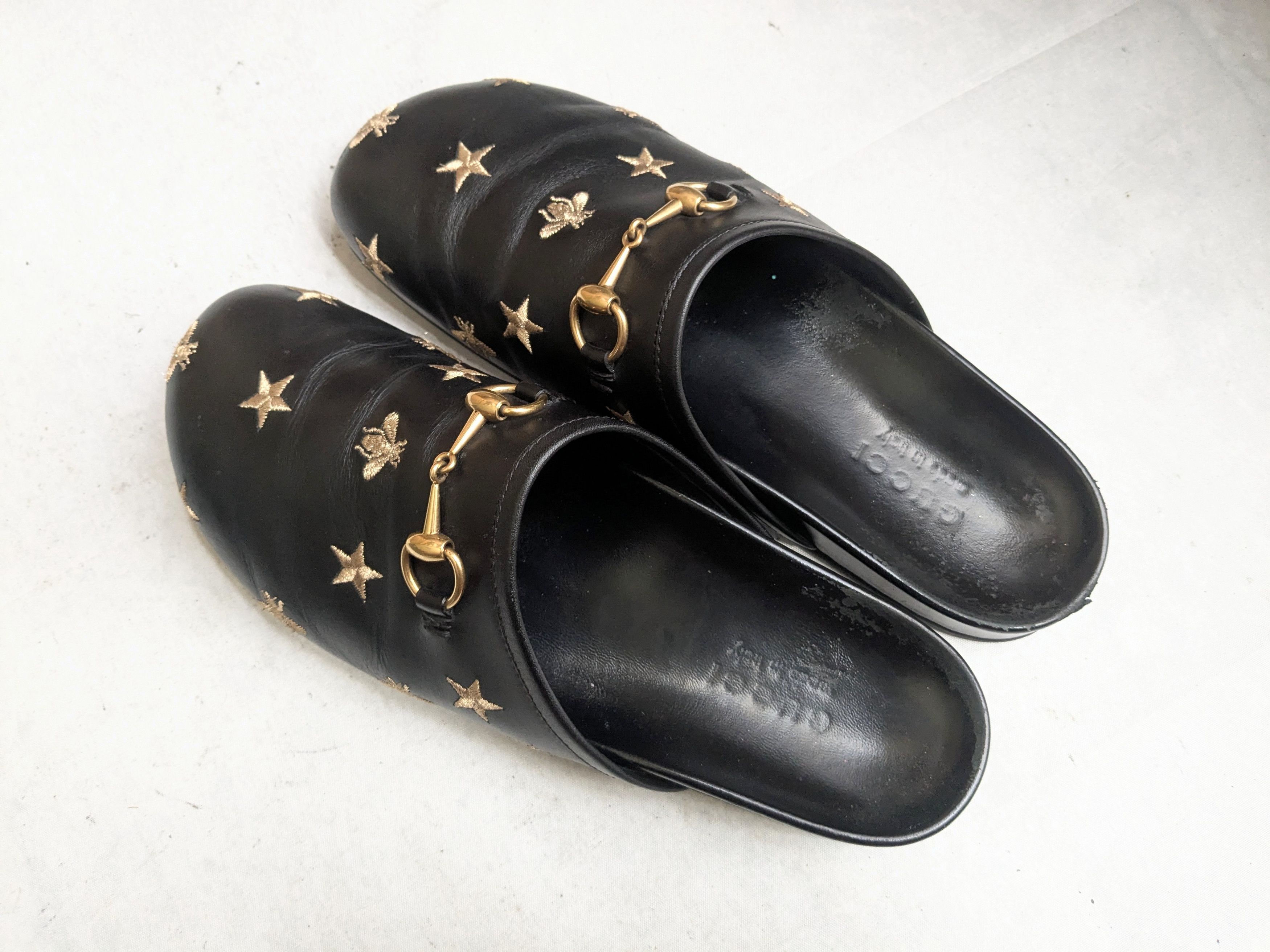 Gucci Gucci Horsebit Loafers Mules Black 9.5 Gold Stars Bees Size US 9.5 / EU 42-43 - 10 Thumbnail