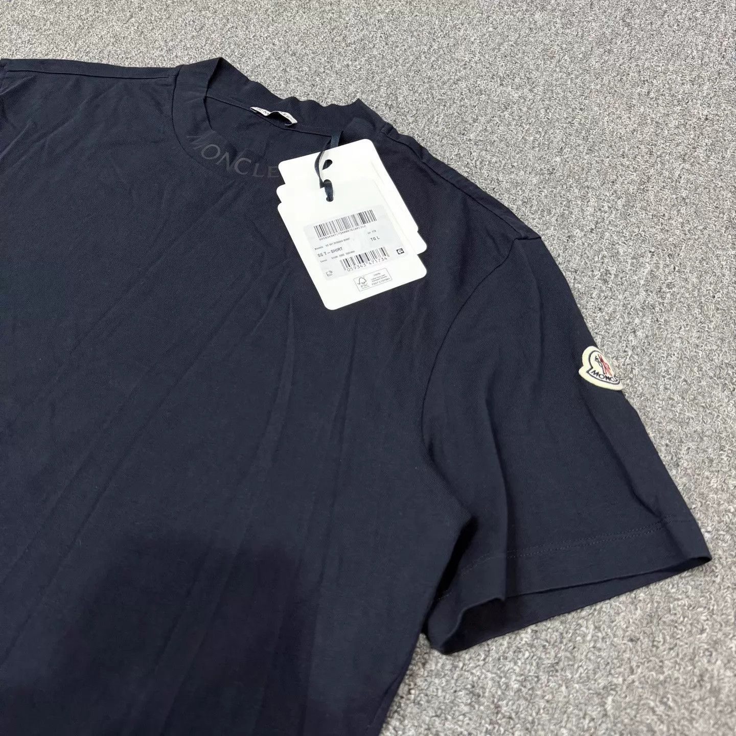 Moncler Moncler Navy Collar Logo Short Sleeve T-Shirt L Size L / US 10 / IT 46 - 3 Thumbnail